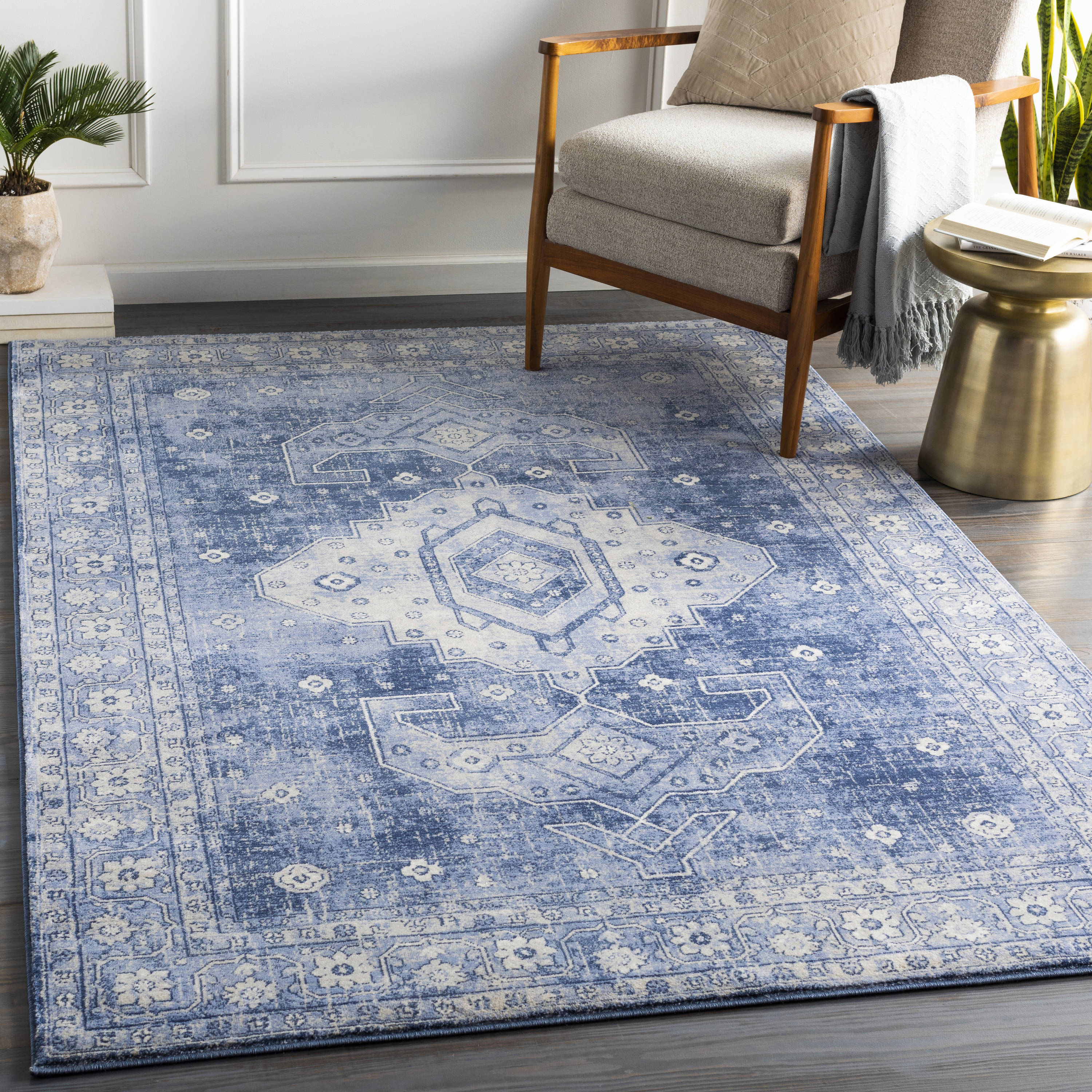 Surya IGO2323-4357 Indigo 4 X 6 (ft) Navy Blue Indoor Medallion Mid-century Modern Area Rug