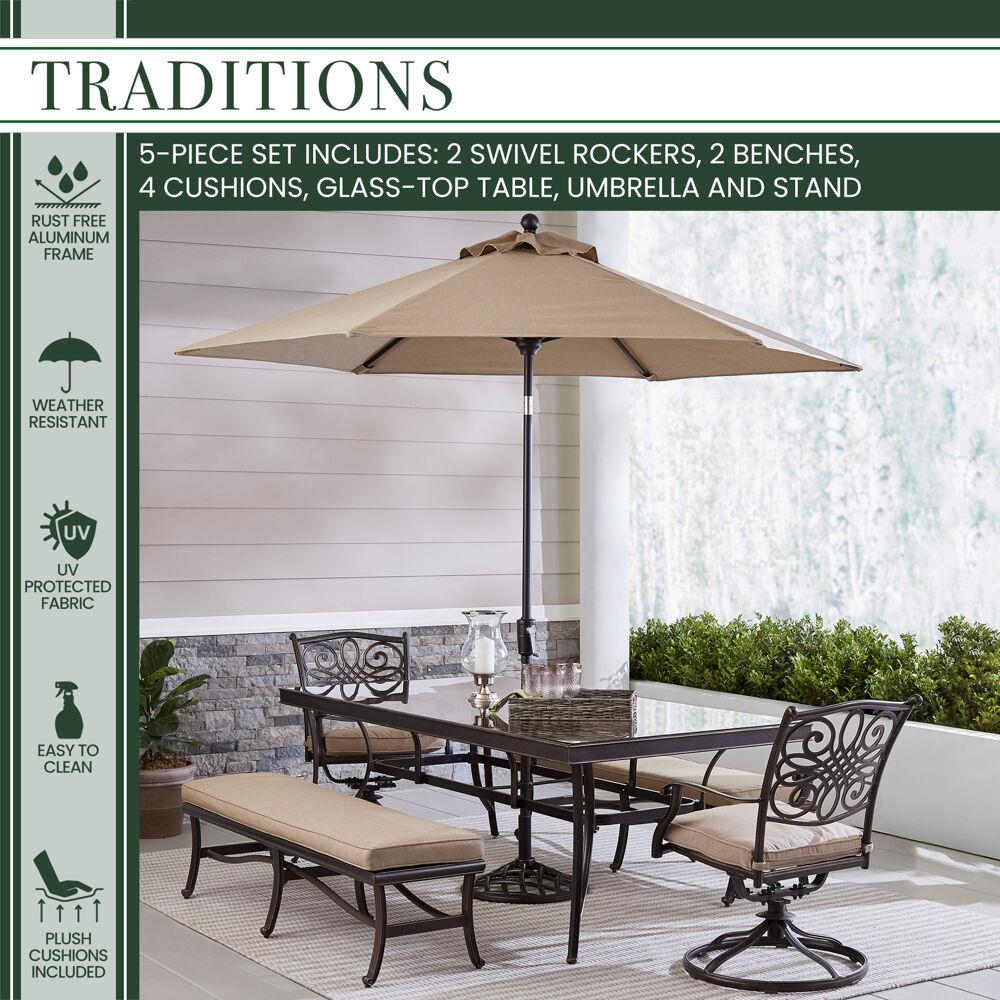 Hanover TRADDN5PCSW2GBN-SU-T Patio-Dining-Sets - View #2