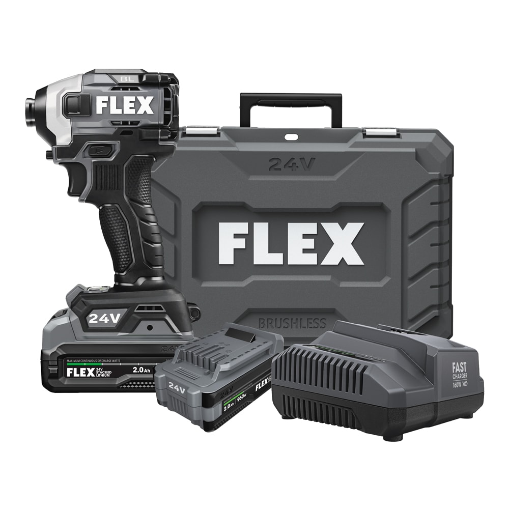 FLEX FX1371A-2K STACKED LITHIUM 24-volt 1/4-in Brushless Cordless Impact Driver (Battery Included and Charger Included and Hard Case included)