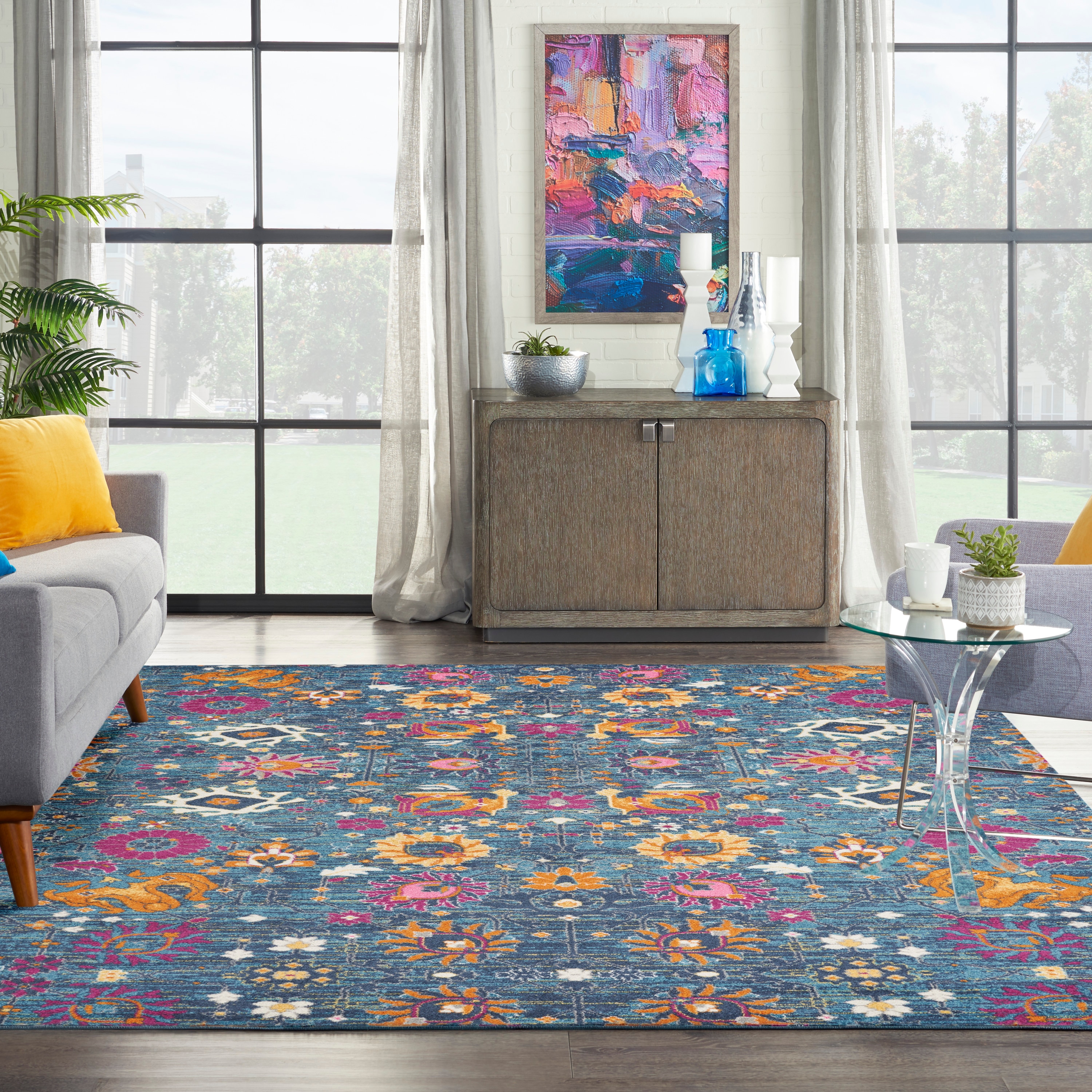 Nourison Passion 8 X 10 (ft) Denim Indoor Abstract Area Rug 99446387561 ...