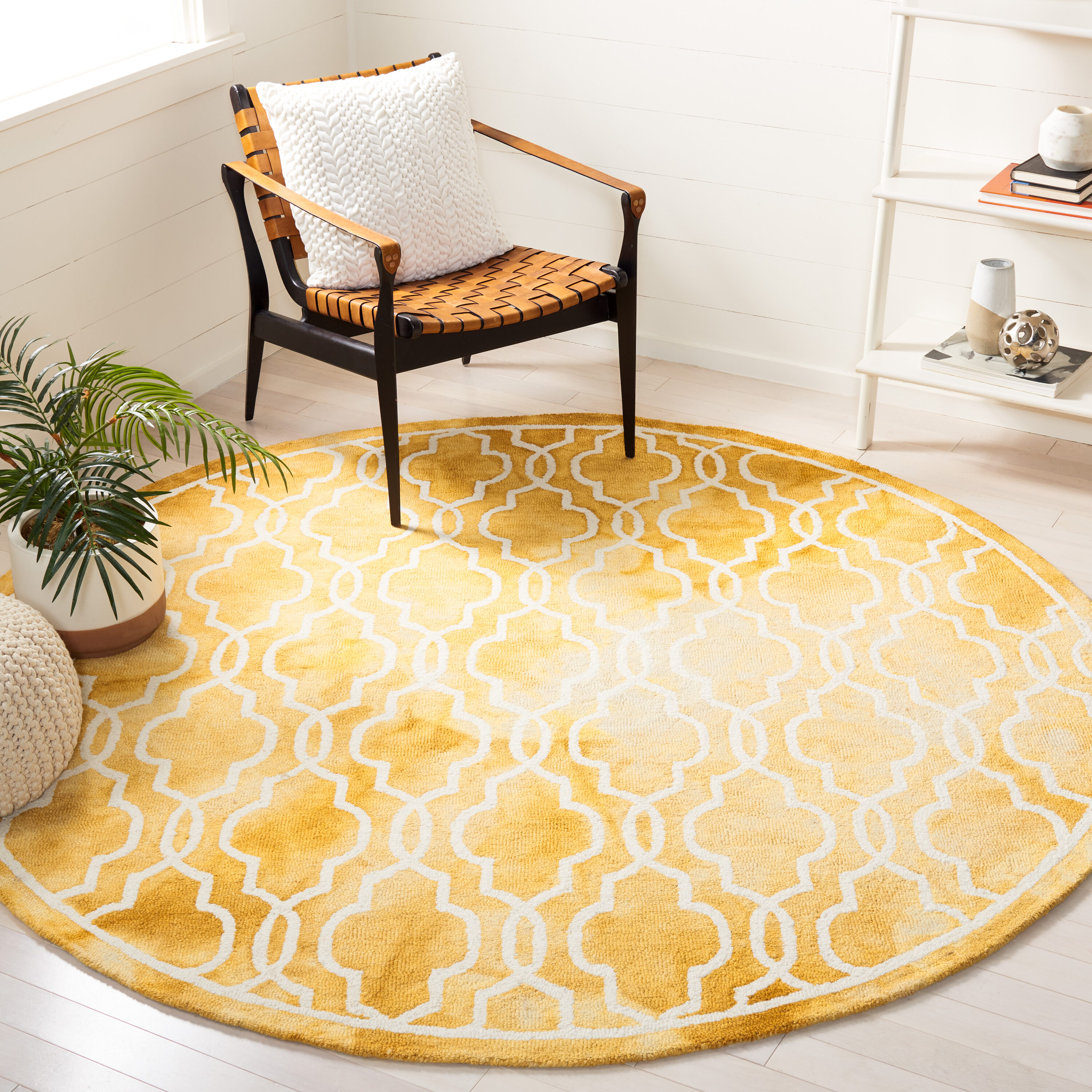  Dip Dye 539 Gold/Ivory Contemporary 7ft x 7ft Round Rug