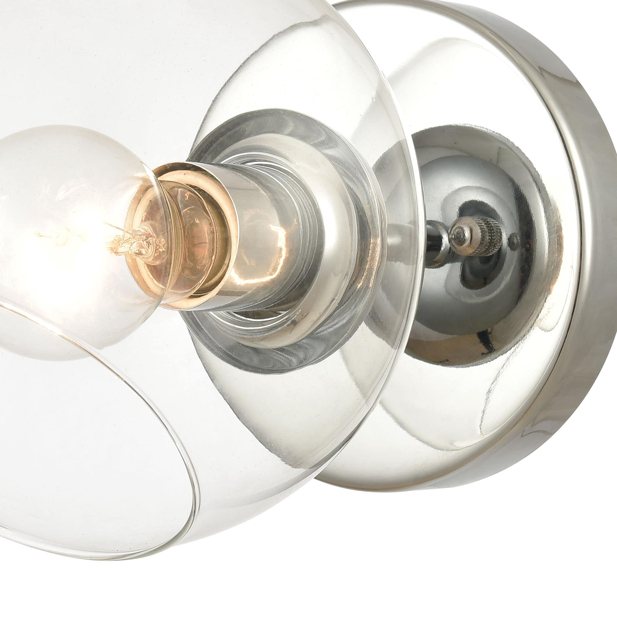 Polished Chrome Clear Glass Sphere Outdoor Vanity Light