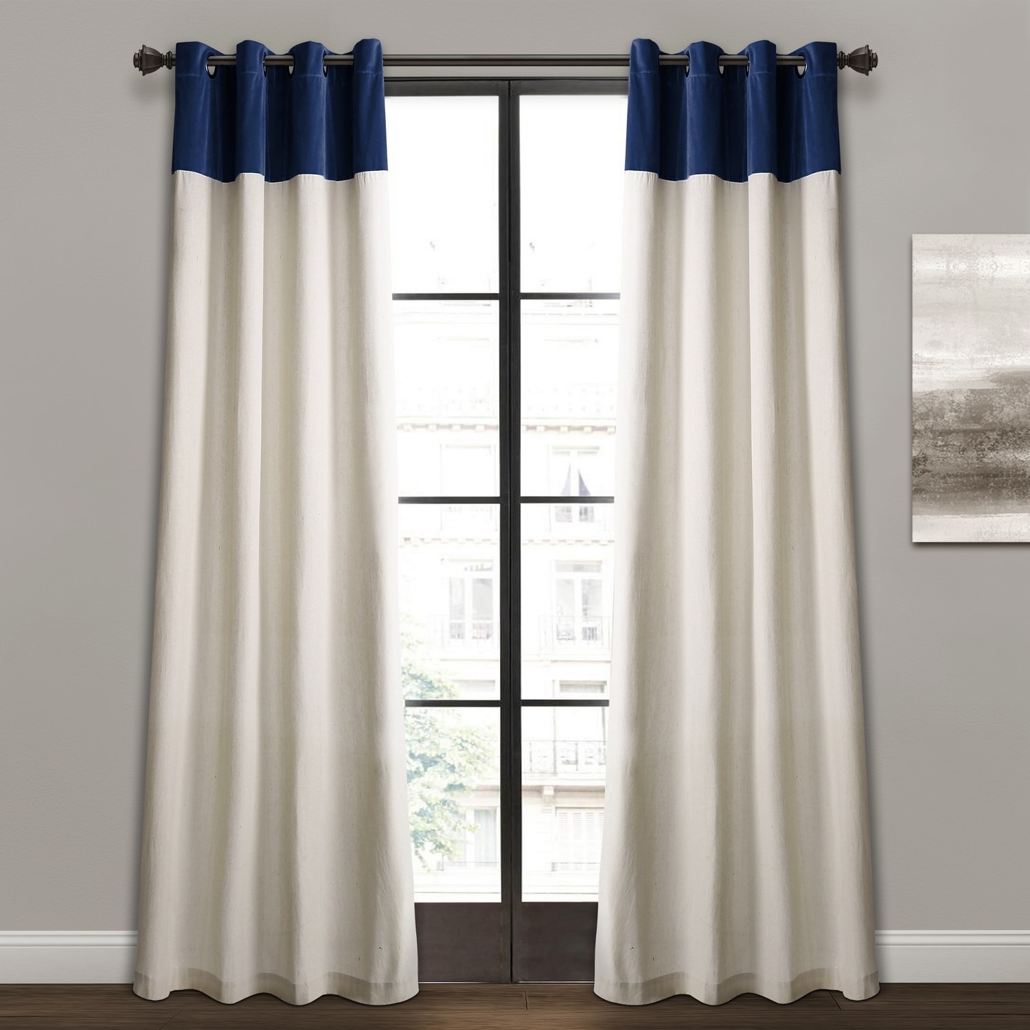 Lush Decor 16T003317 84-Inches Navy Grommet Curtain panel pair