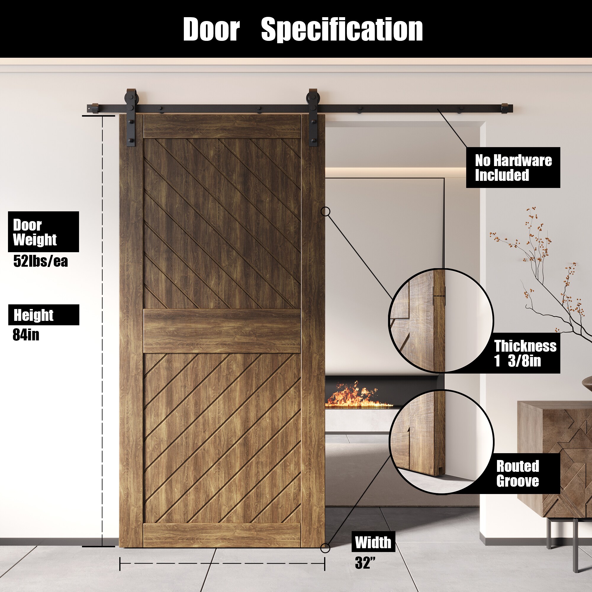 HOMACER XT4-3284-WA Barn-Doors - View #2