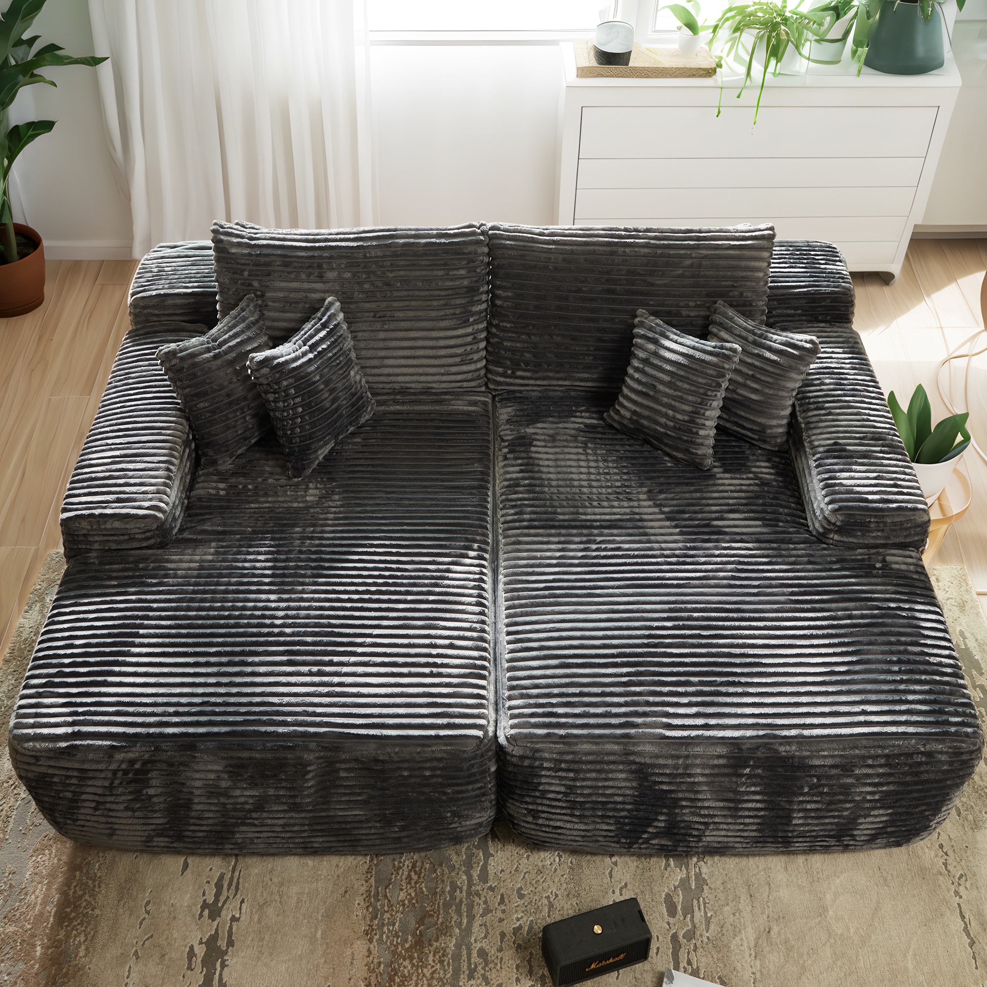 weaxty DCDSA2910 81.1-in Modern Gray Plush Sectional