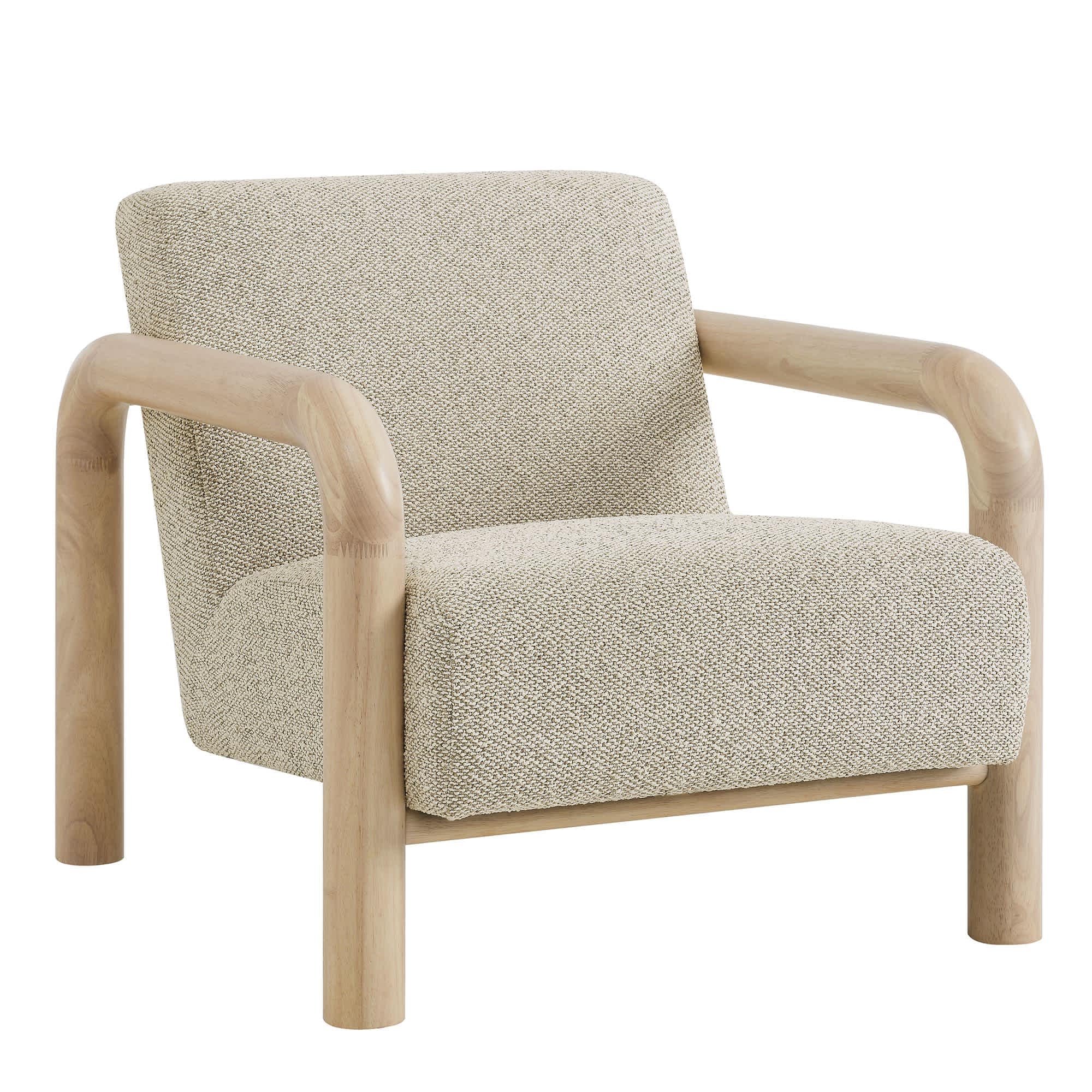 Modway Sereno Boucle Accent Chair in Marble Oak one_size in Brown | EEI-7391-MRB-OAK
