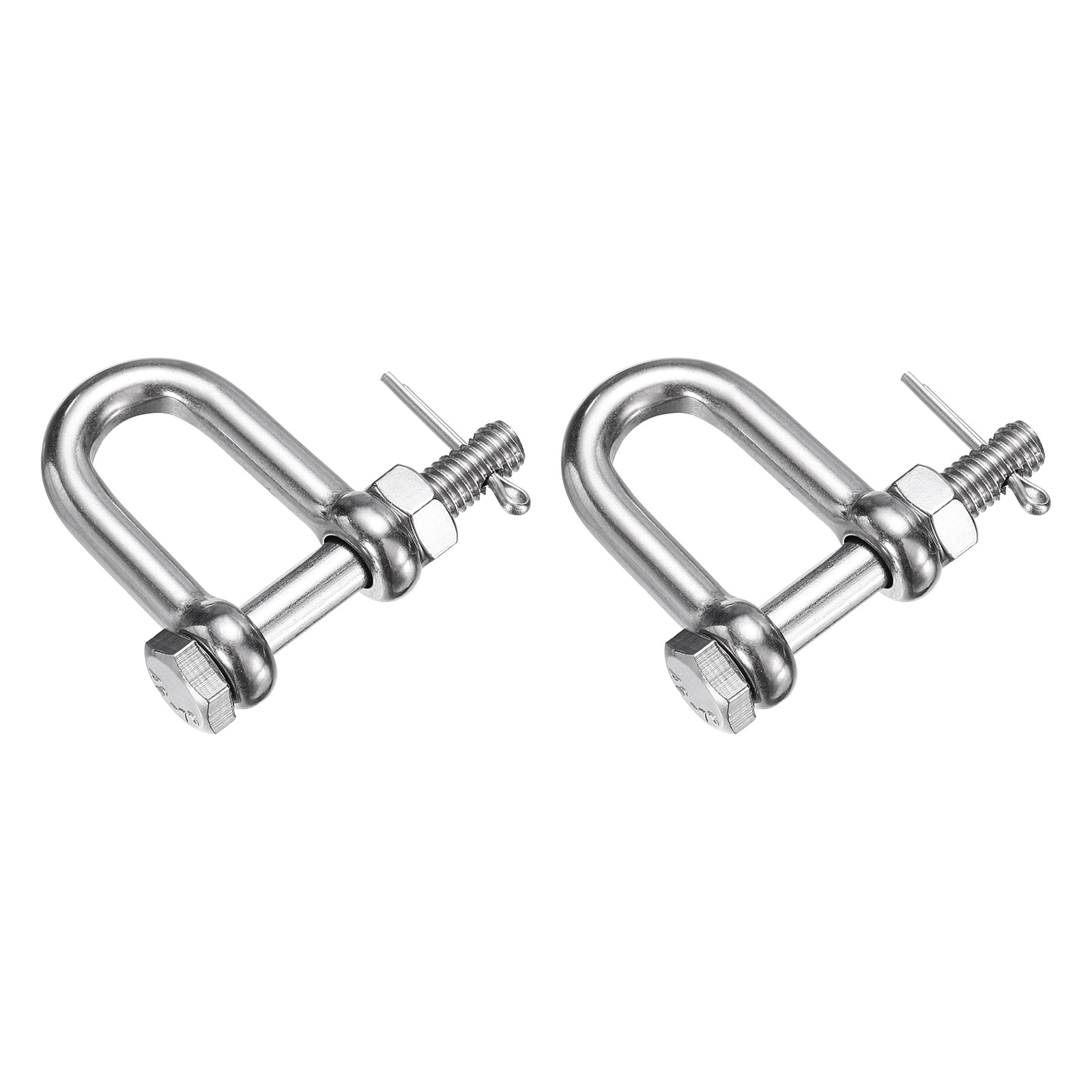 PATIKIL 2pcs 304 Stainless Steel D Ring Shackles 1/4 Inch (6mm) Marine Grade D Shape Clevis Screw Pin Shackle for Outdoor Boat Sailboat Chain Rigging Clasp Silver