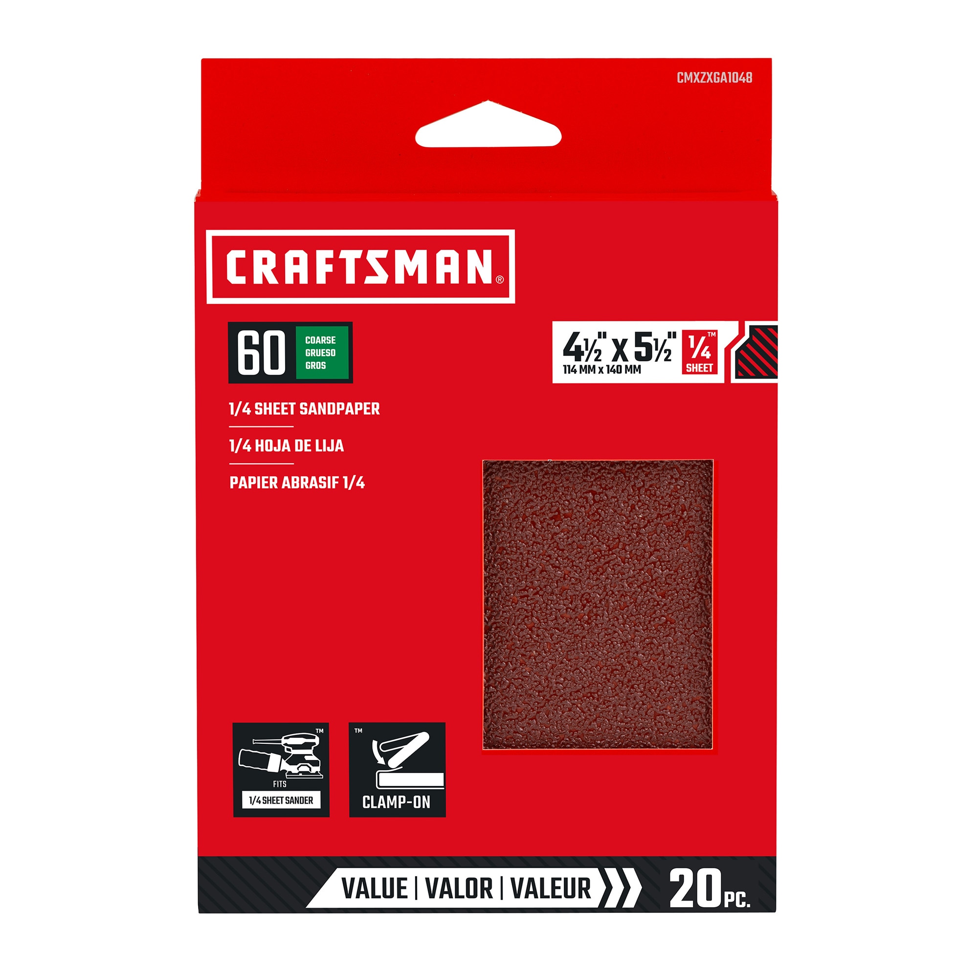 CRAFTSMAN 391048 Craftsman 20 -Piece Aluminum oxide 60 -Grit Sheet Sandpaper