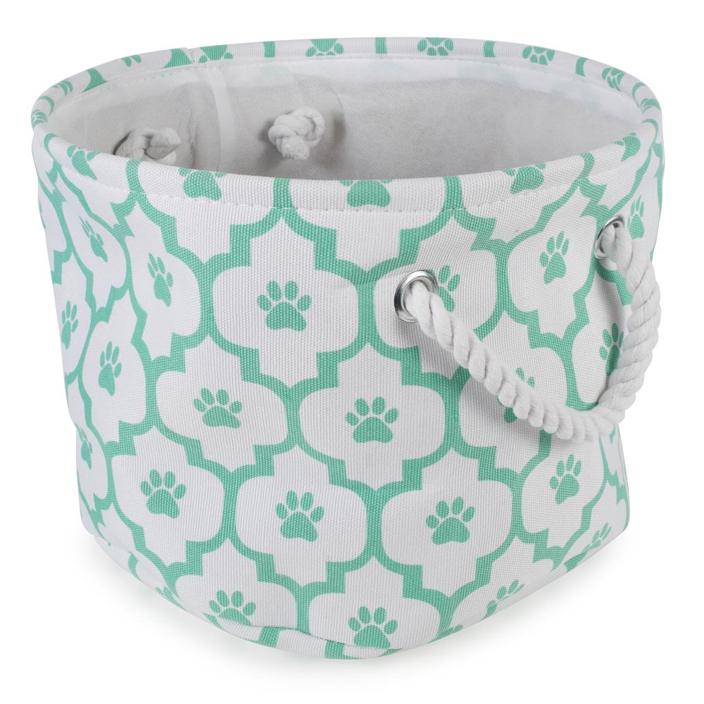 DII CAMZ38659 (12-in W x 4-in H x 12-in D) Lattice Aqua Polyester Collapsible Bin