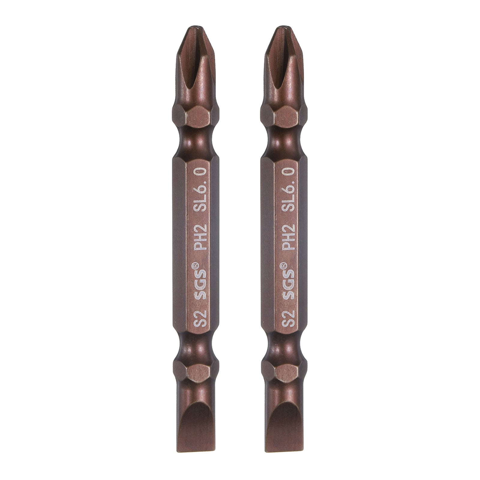 Harfington 2pcs Magnetic Double Ended Screwdriver Bit 6mm PH2/SL6 2.56 Inch Length 1/4 Inch Hex Shank S2 Steel Phillips Cross Slotted Flat Screw Driver Bit Red #S26030900UX3092
