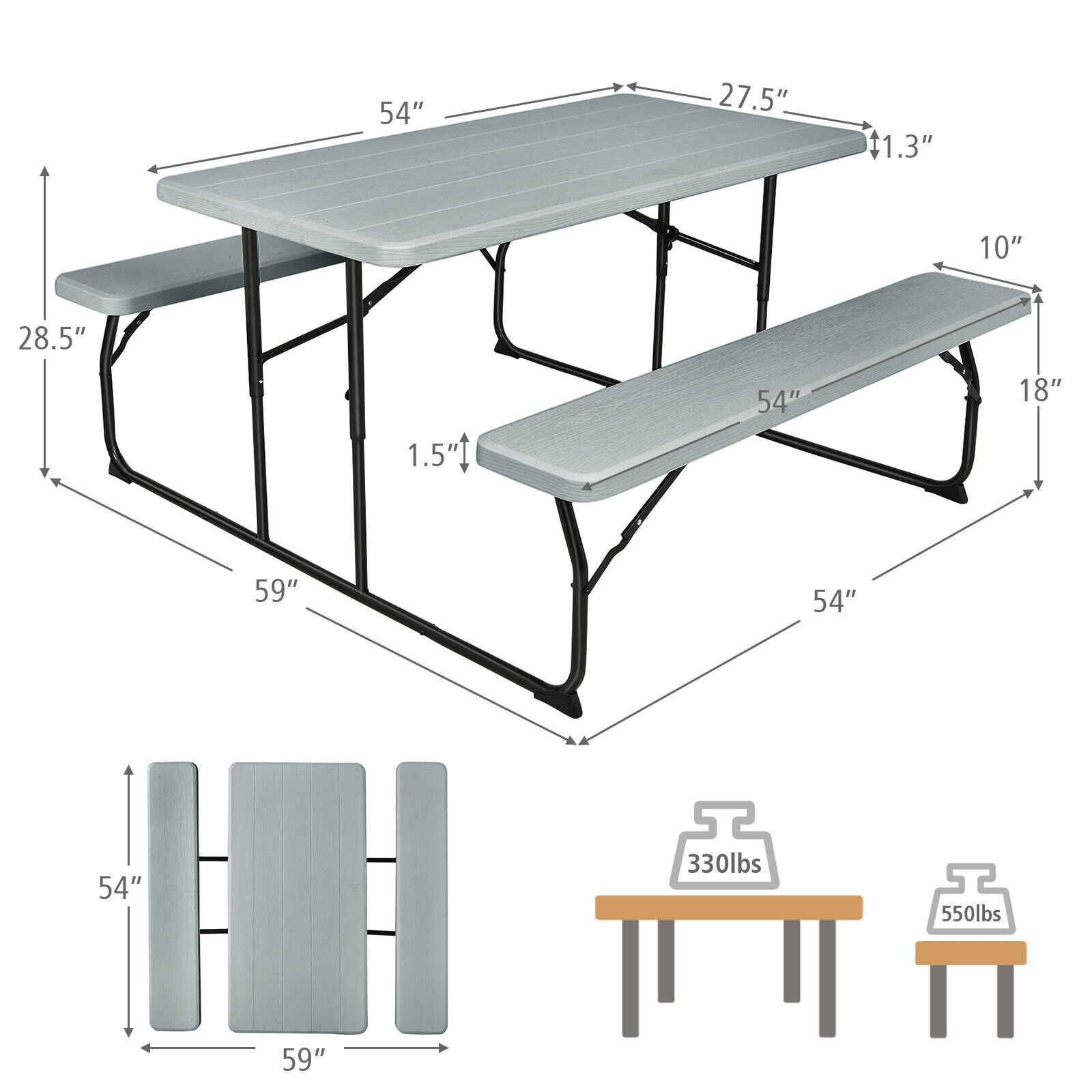 Forclover HYFL-72GR Picnic-Tables - View #8