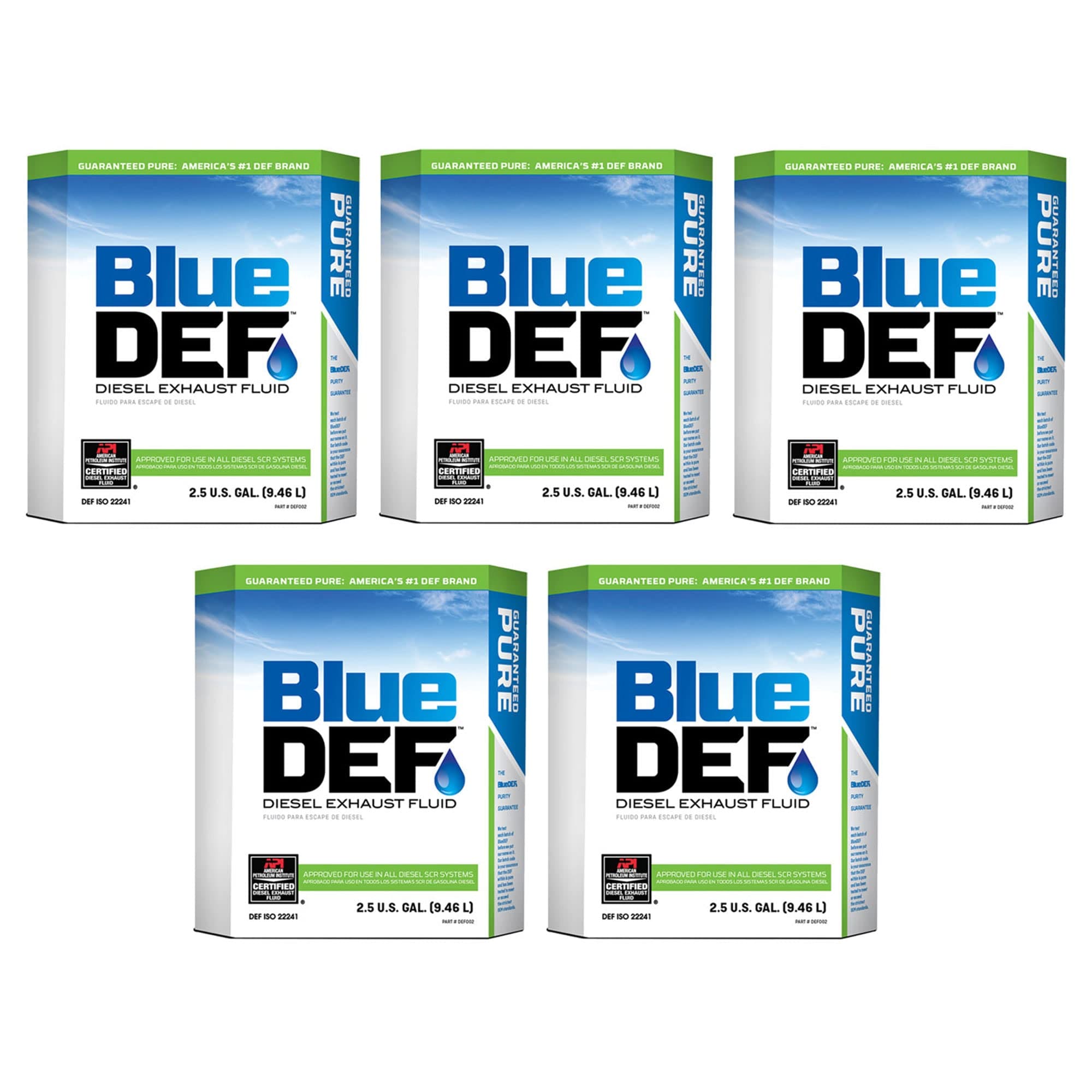 BlueDEF -  Diesel Exhaust Fluid Synthetic Urea Deionized Water 2.5 Gallon (5 Pack)