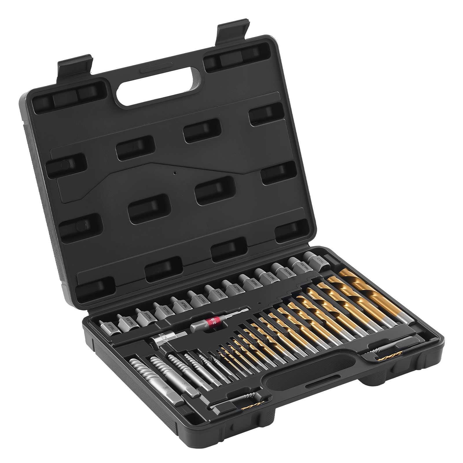 Mecale 41-Piece Screw Extractor Set with Drill Bits and Adapters Easy Out Bolt Remover Black