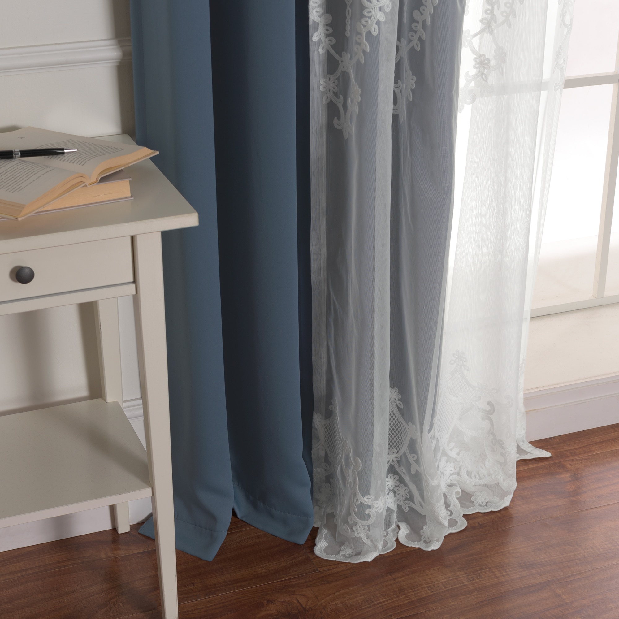 Best Home Fashion MM-DAMAS-96-INDIGO curtains - View #4