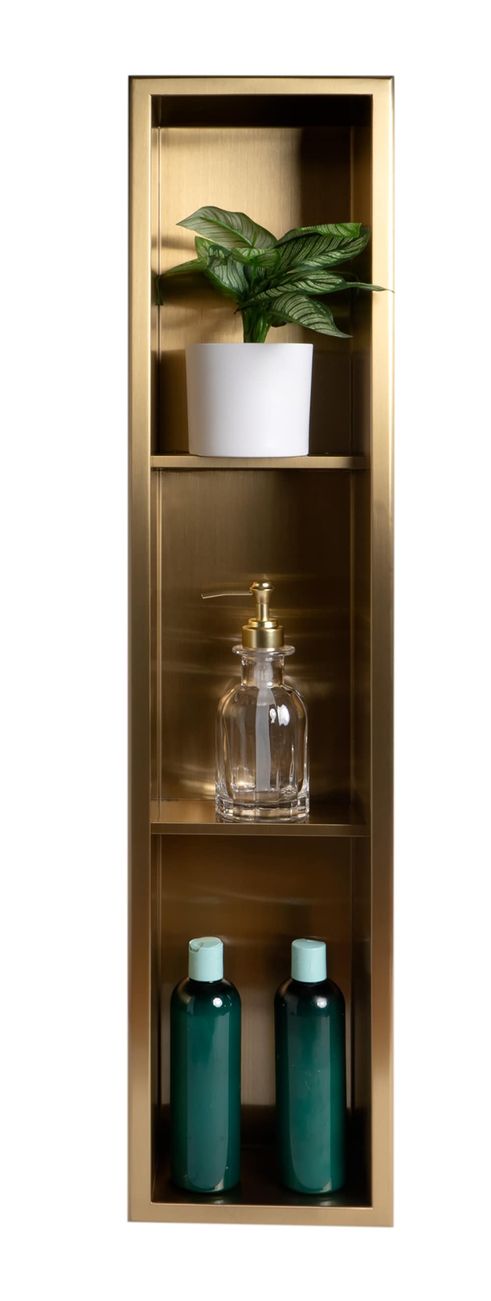 Brushed Gold Stainless Steel Triple Shelf Shower Niche