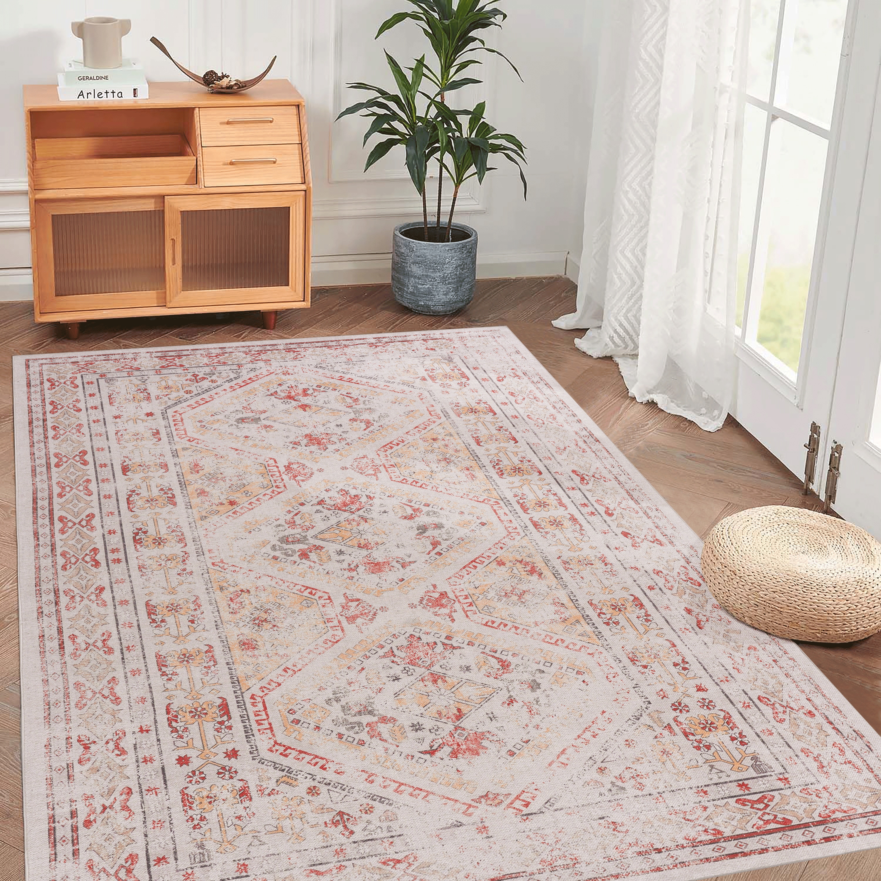 ToolCat NGG39-51-MT 5 x 8 (ft) Polyester Red+Gream Rectangular Indoor/Outdoor Area rug