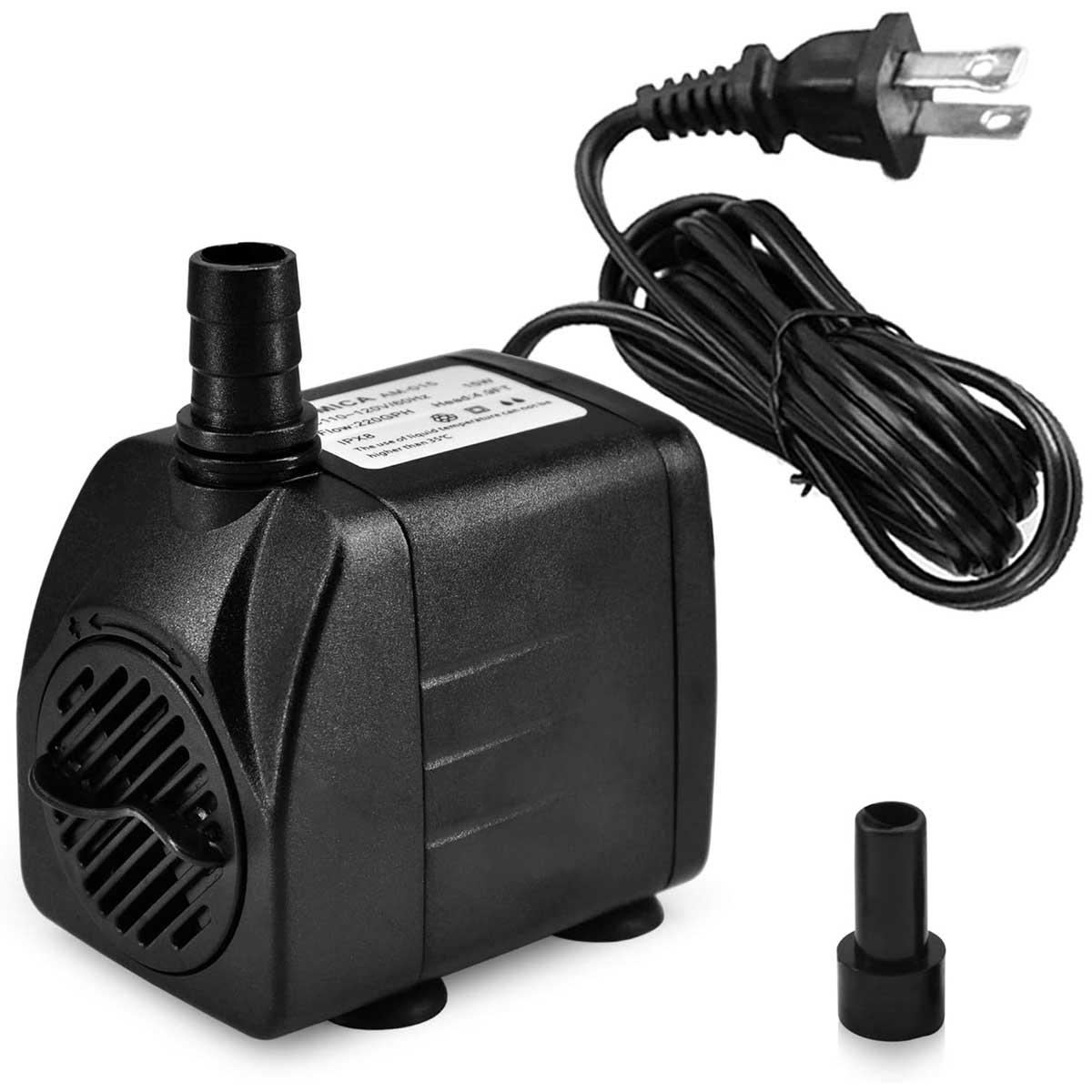 Aoibox LABAP2920 220 GPH Ultra Quiet Submersible Fountain Pump for Ponds Water Features Aquariums Hydroponics Indoor Outdoor Use