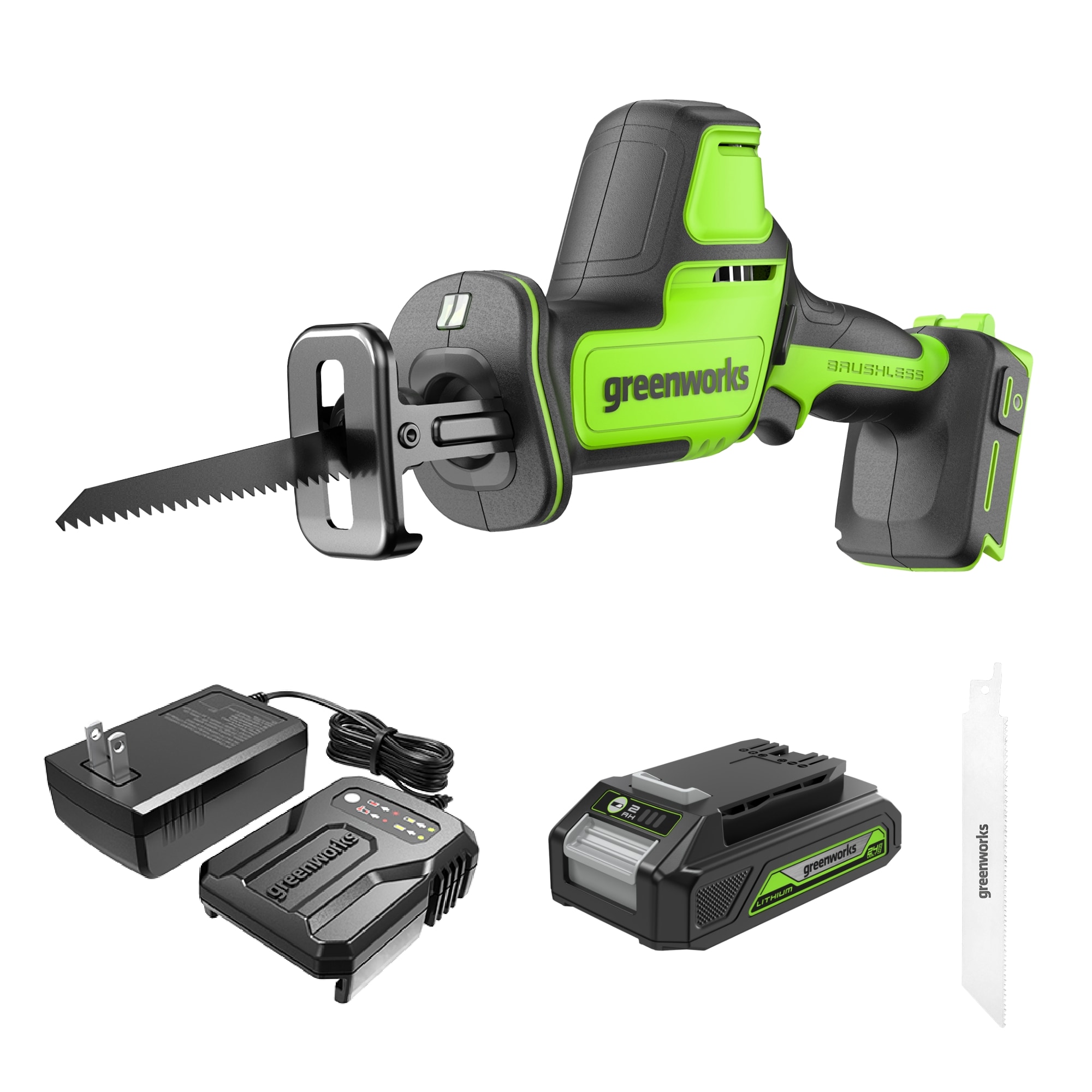 Greenworks 24-volt 5 -Amp Variable Speed Brushless Cordless Reciprocating Saw ( Battery Included ) #1201802