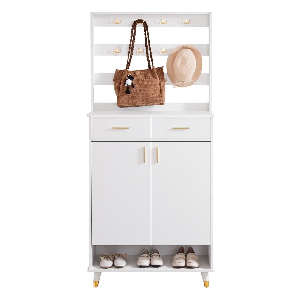 Winado LO1G52002843 78.74-in H 5 Tier 14 pair White Engineered wood Shoe cabinet