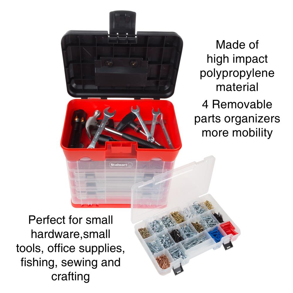 Fleming Supply 8.25-in 4-Drawer Red Plastic Lockable Tool Box at