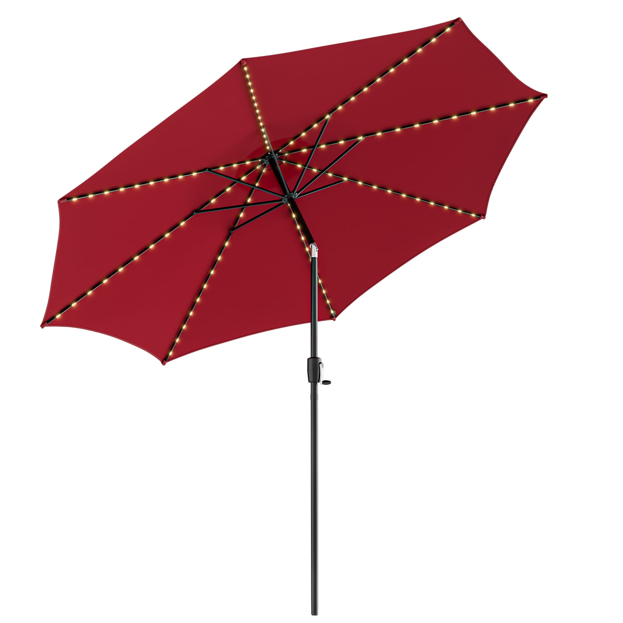 Costway NP10823WN 10-ft Steel Red Garden Patio Umbrella with Lights