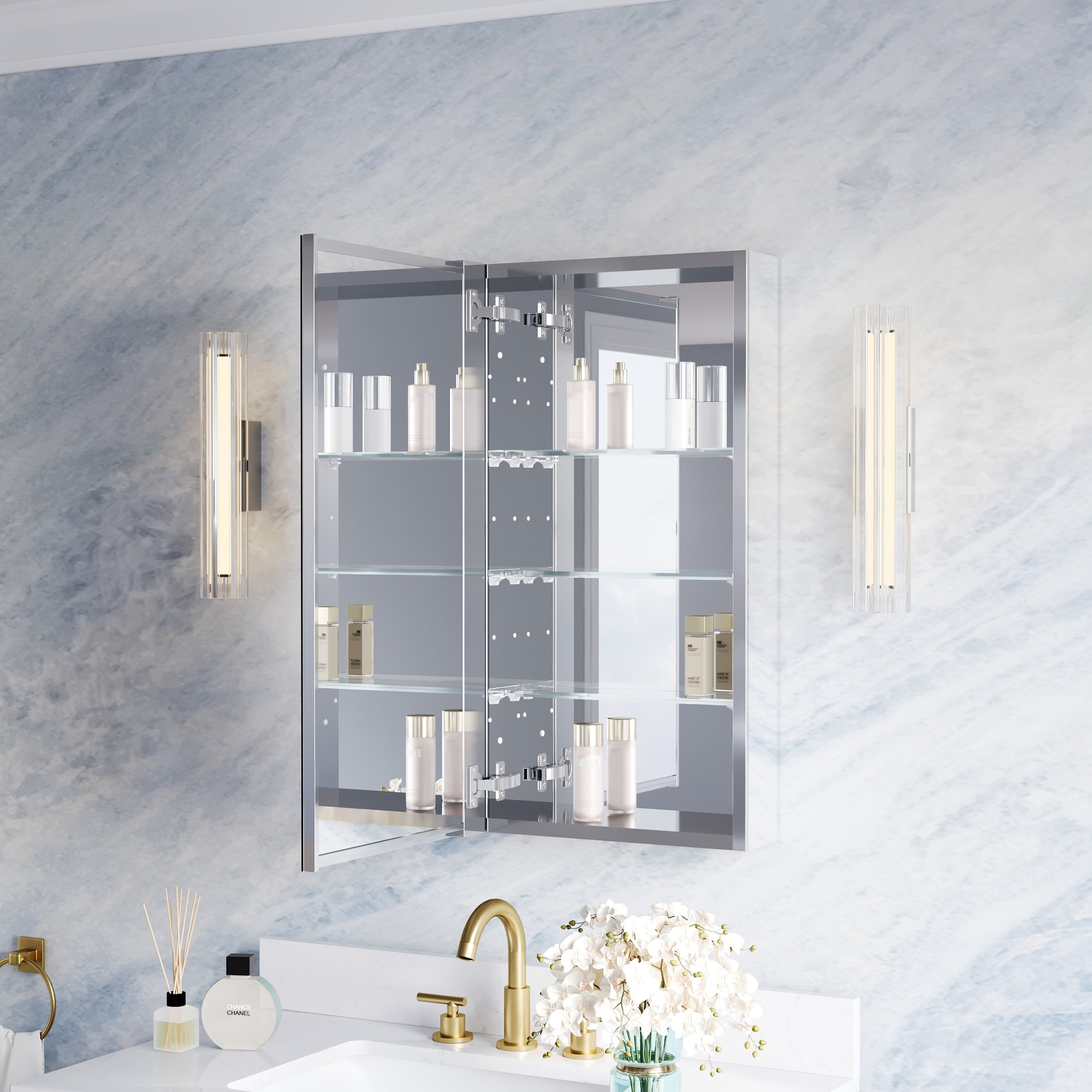 WELLFOR 1230MCB16L Bathroom-Wall-Cabinets - View #4