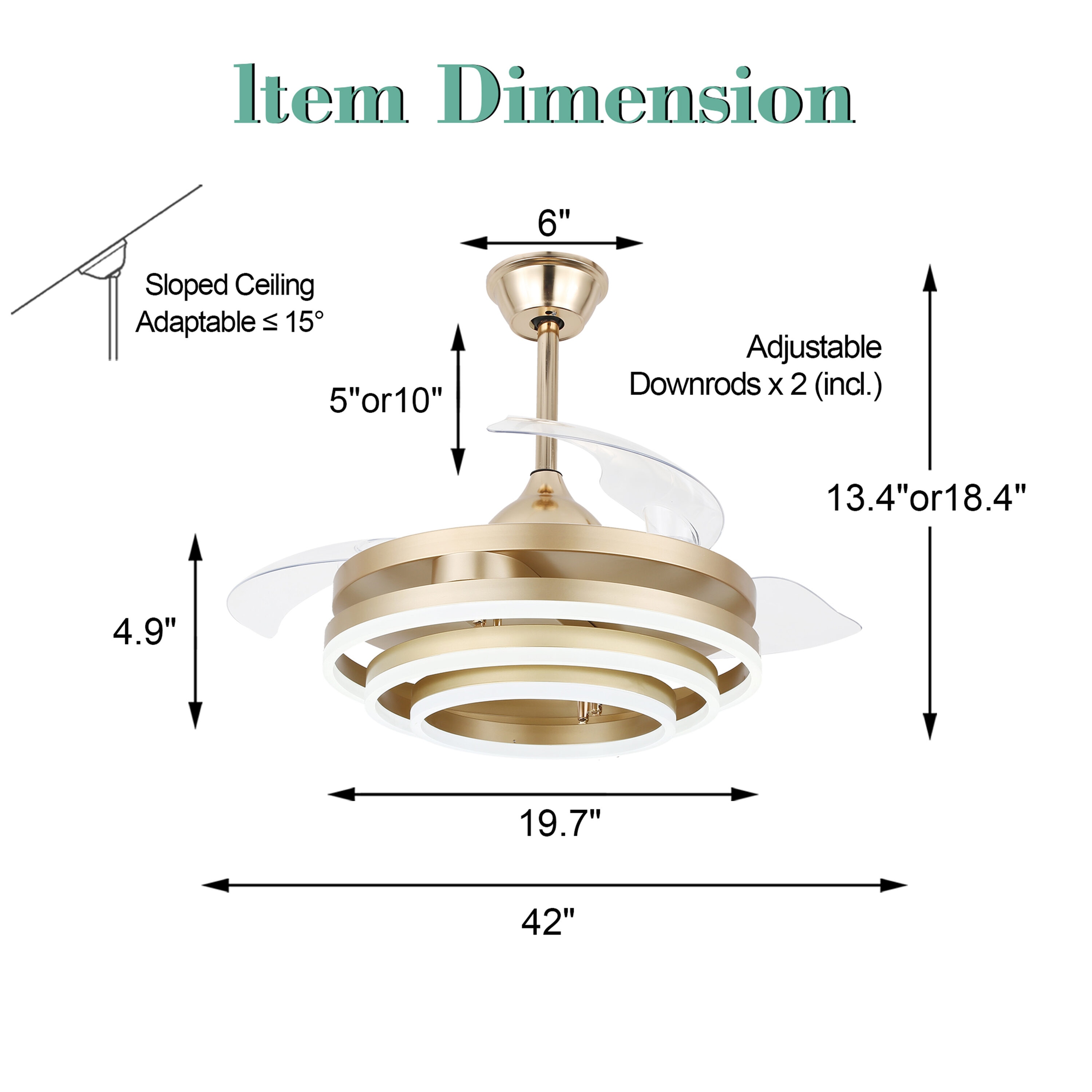 Oaks Decor Bayview 42-in Gold Color-changing Integrated LED Indoor ...