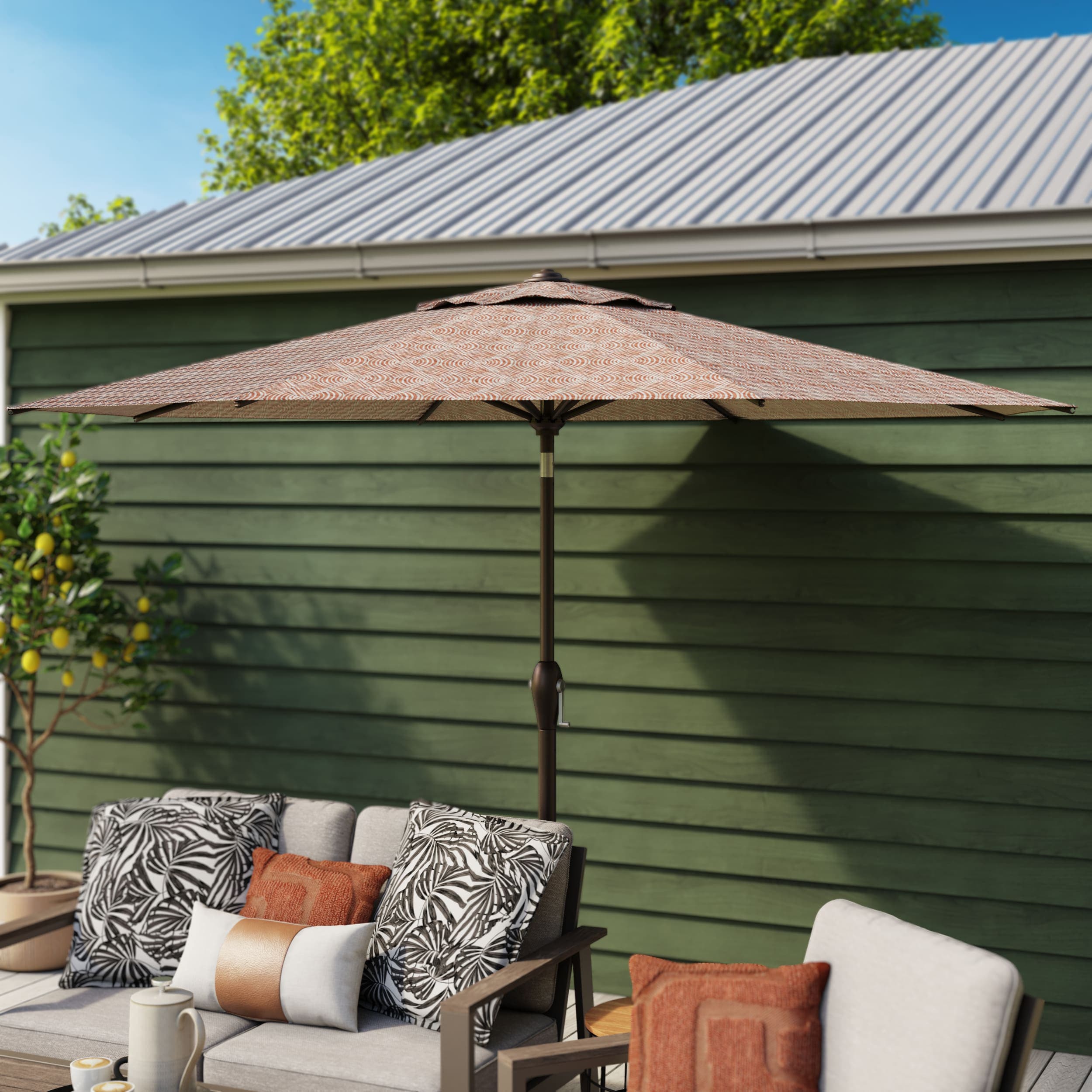 Origin 21 9-ft Aluminum Red Auto-tilt Market Patio Umbrella