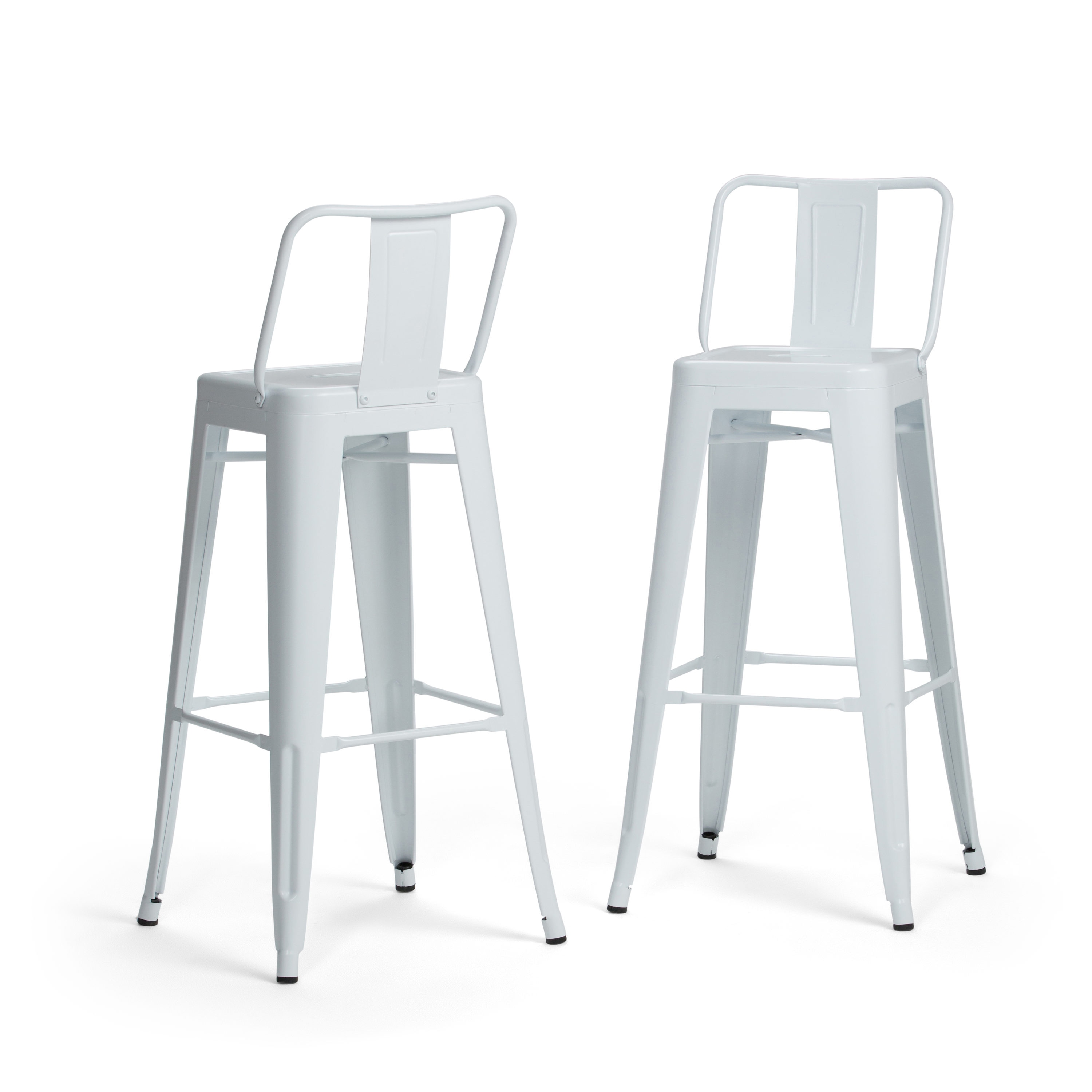 Simpli Home AXCRAY30-01-WH Rayne Set of 2 White 30.2-in H Bar height Metal Bar Stool Back