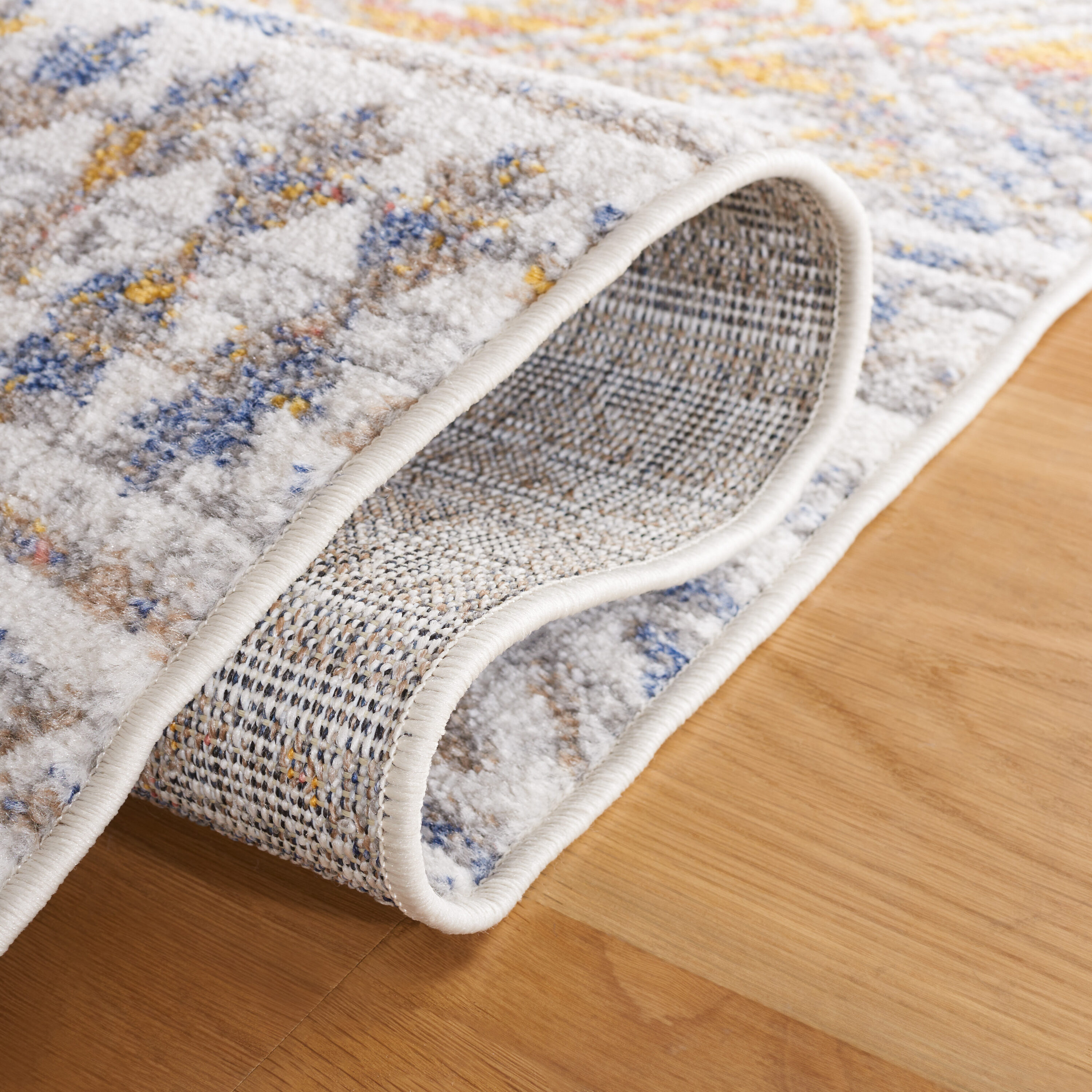 Gray and Ivory Southwestern Synthetic Runner Rug