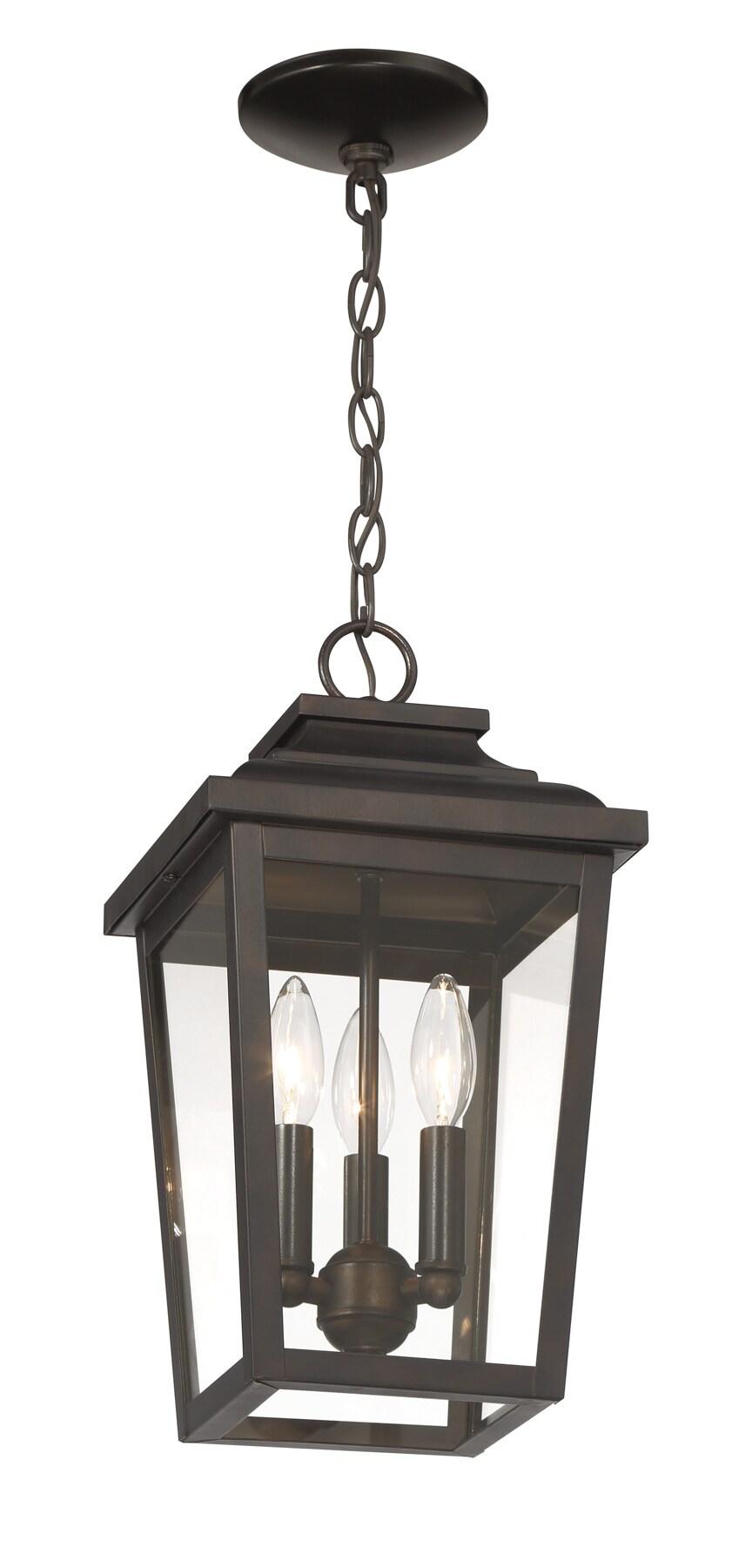 The Great Outdoors Irvington Manor 3-Light Chelsea Bronze Coastal Clear ...