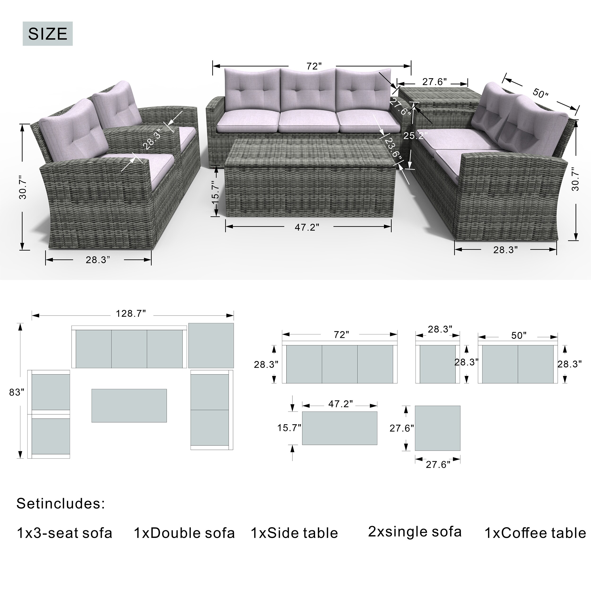 Moda Furnishings MD-1503-2170-G Patio-Conversation-Sets - View #6