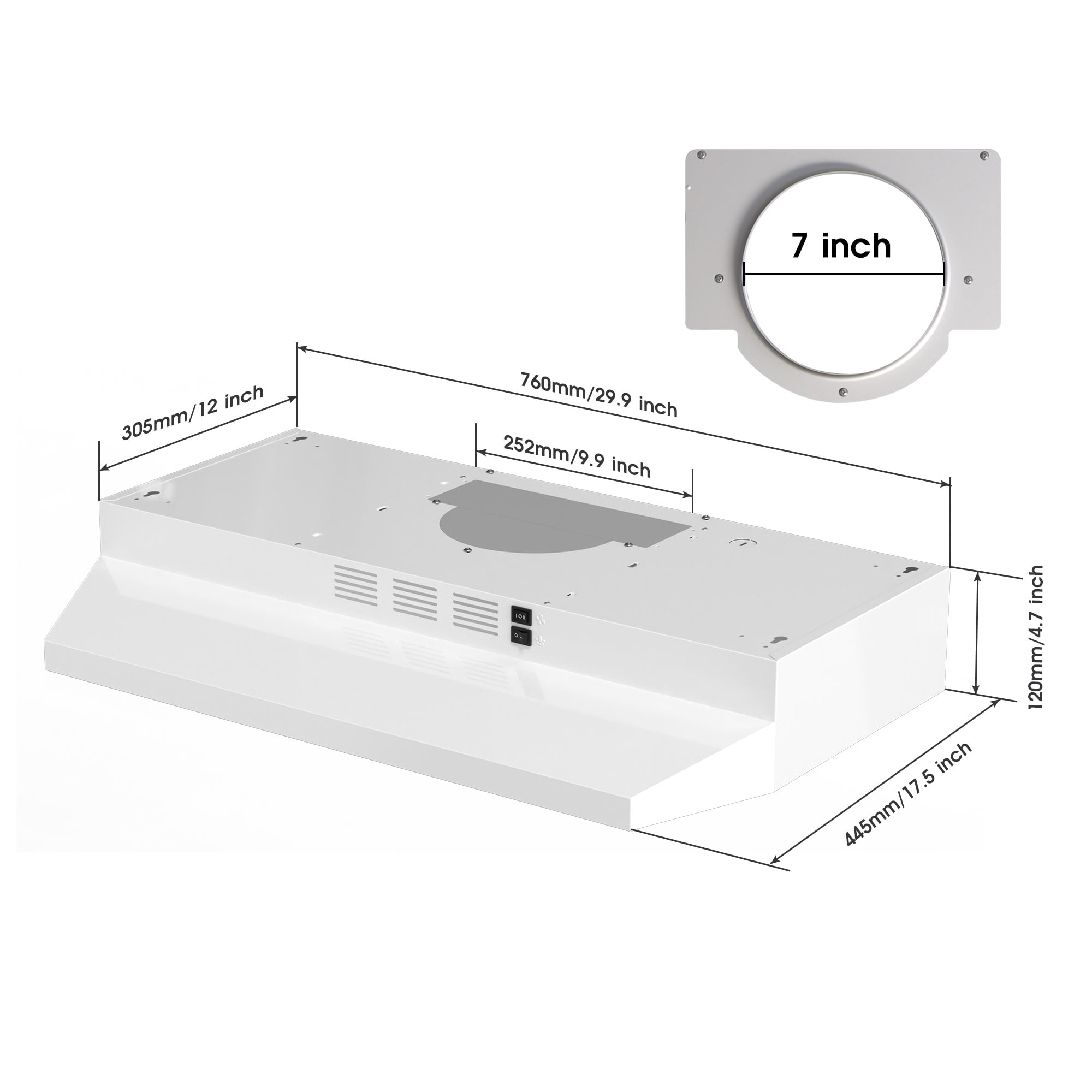 Tieasy 3976WH Undercabinet-Range-Hoods - View #4