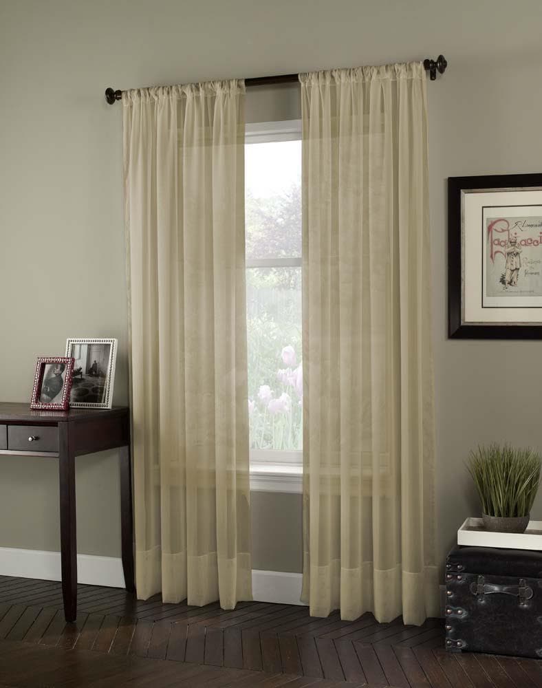 CHF 1Q804003AN 132-in Antique Sheer Rod Pocket Single Curtain Panel