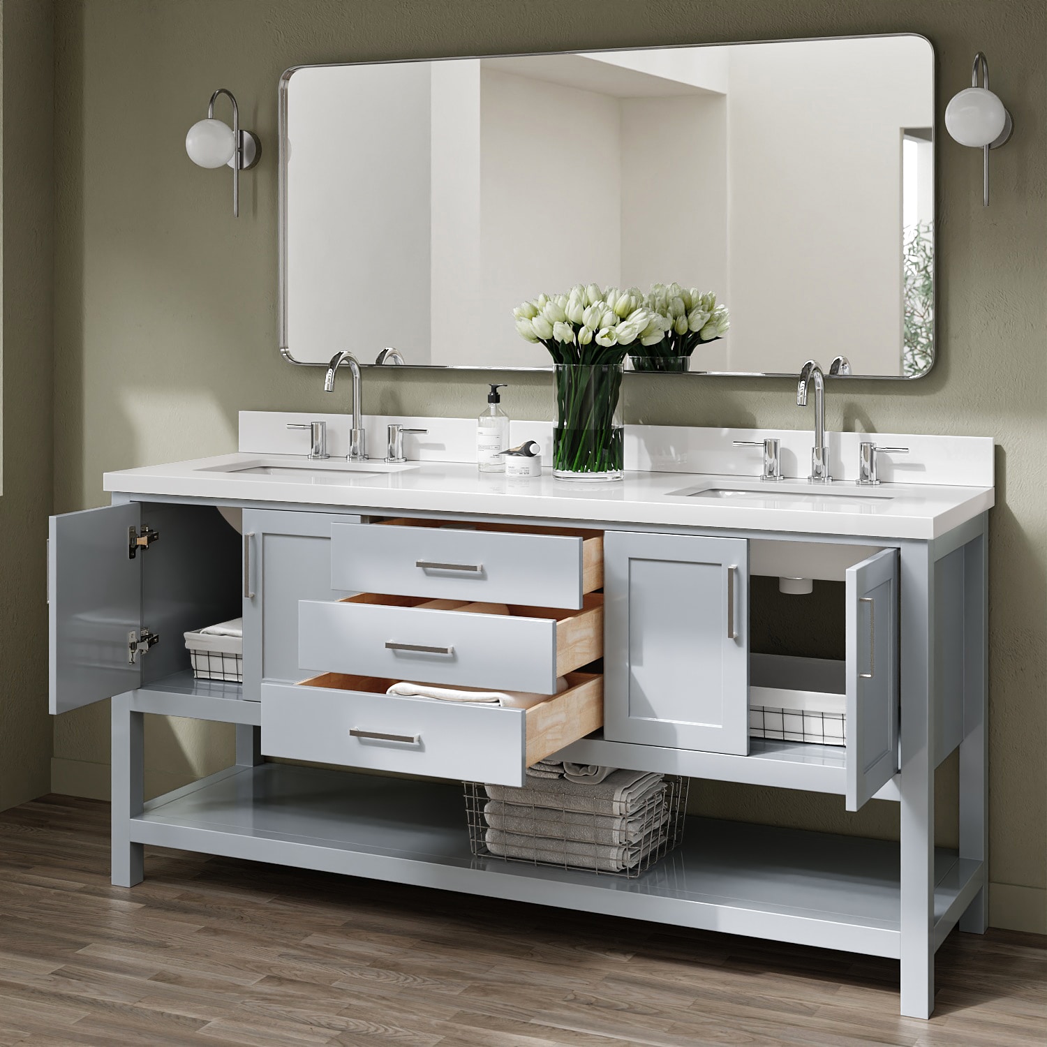 ARIEL S073DWQRVOGRY Bath-Vanity-Combo - View #2