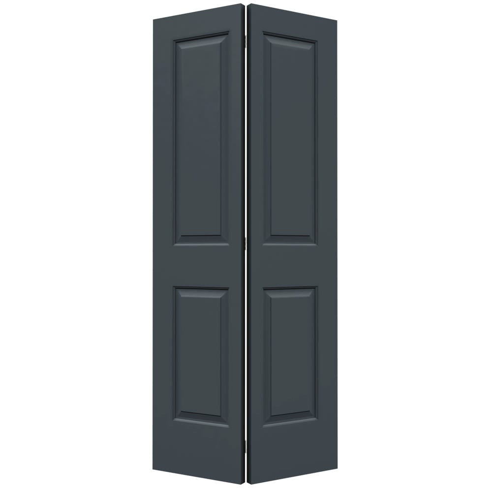 JELD-WEN Cambridge 36-in x 80-in Slate 2-panel Square Hollow Core Prefinished Molded Composite Bifold Door Hardware Included in Black -  LOWOLJW160000091