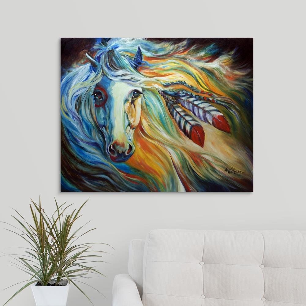 GreatBigCanvas Breaking Dawn Indian War Horse 24-in H x 30-in W ...