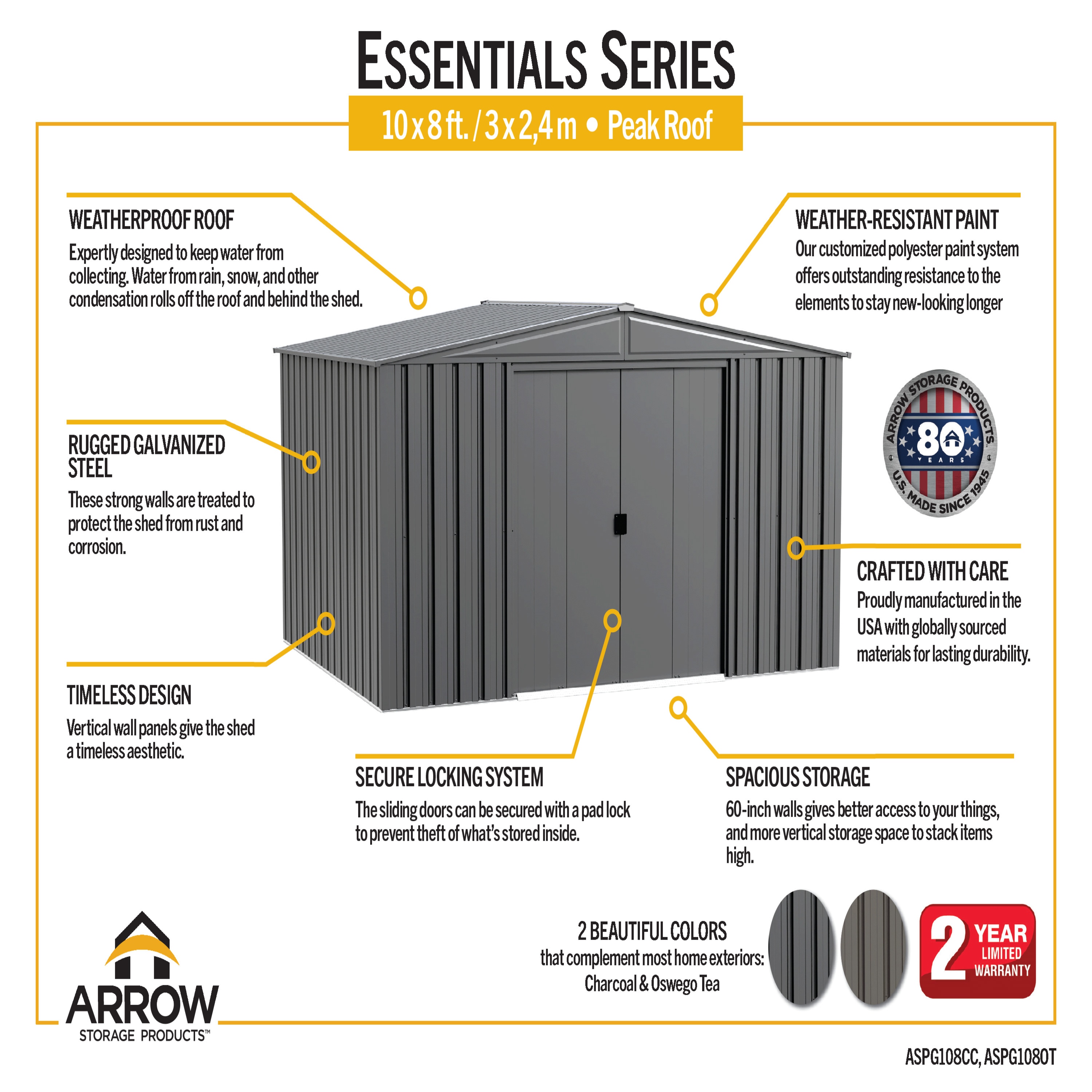 Arrow ASG108CC Metal-Storage-Buildings-Sheds - View #10