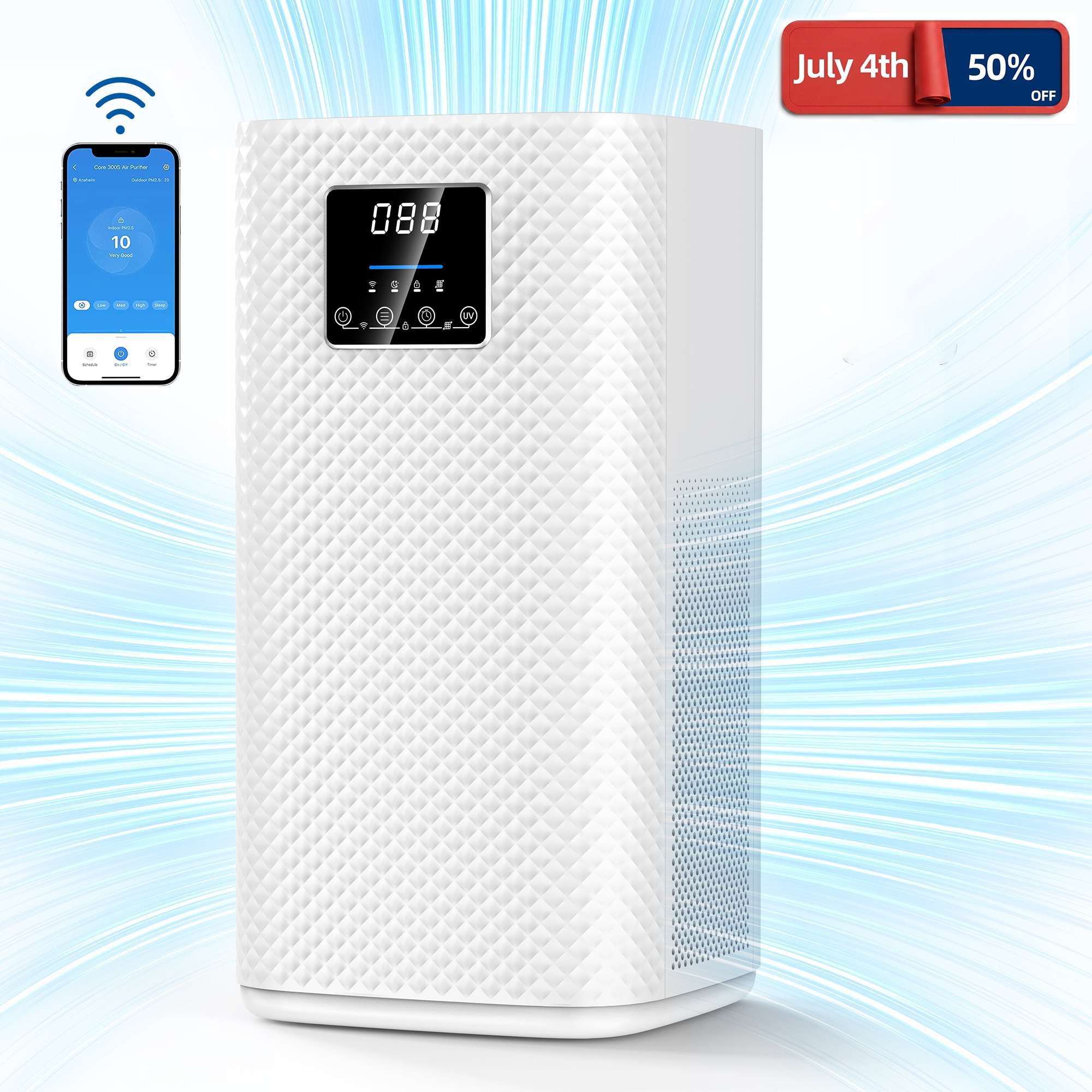 EdenDirect 3-Speed White True HEPA Air Purifier (Covers: 2200-sq ft )