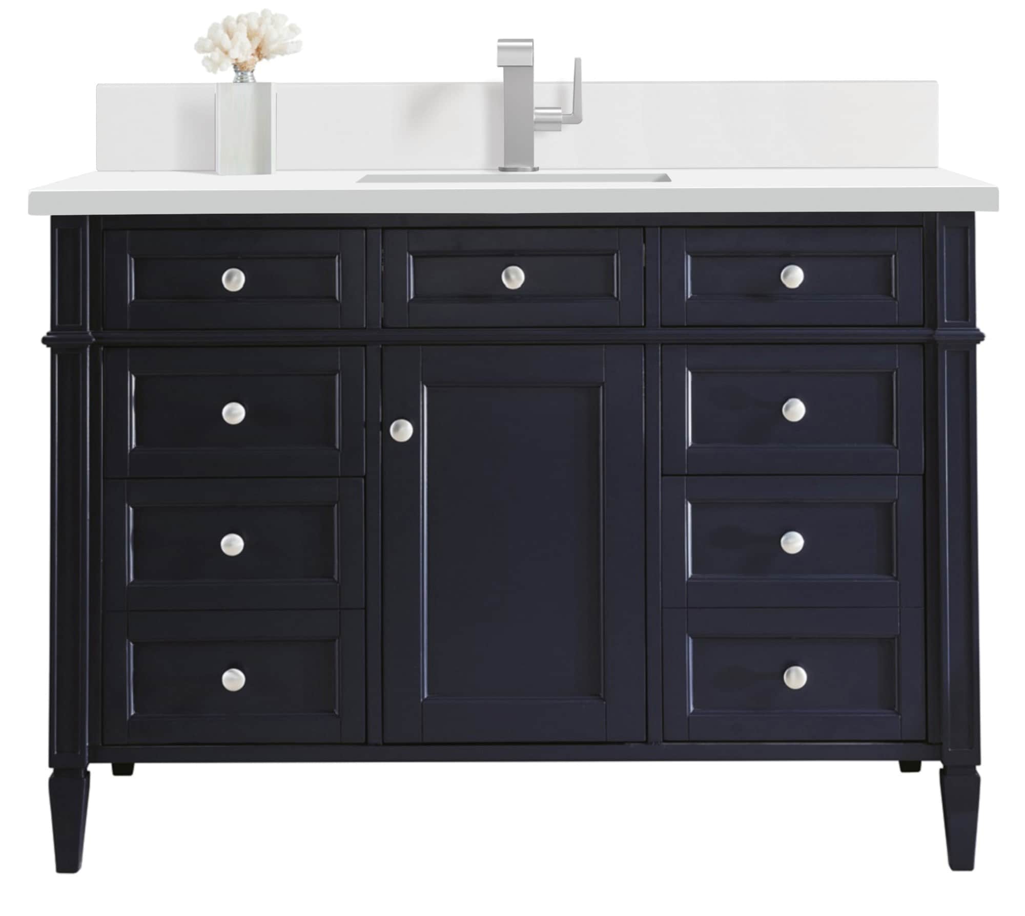 James Martin Vanities 650-V48-VBL-1WZ Brittany 48-in Victory Blue Undermount Single Sink Bathroom Vanity with White Zeus Quartz Top