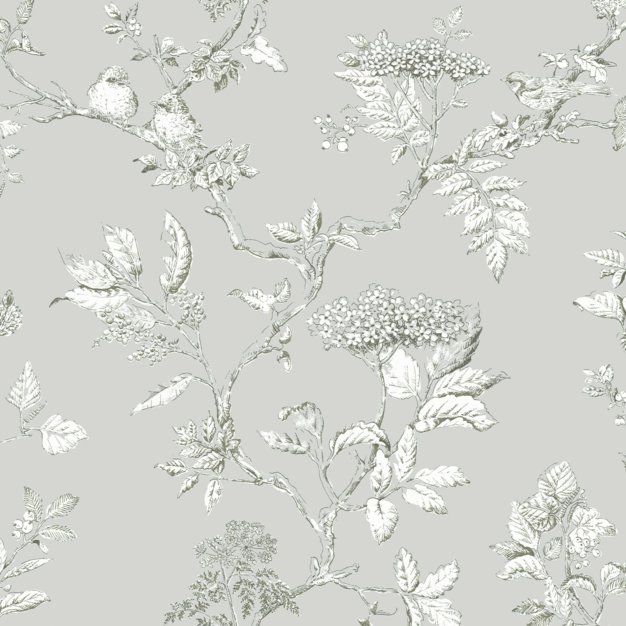 Laura Ashley Country Charm 8-Inches Steel Non-woven Birds 56-Sq. Feet Unpasted Paste the wall Wallpaper Sample #11334794