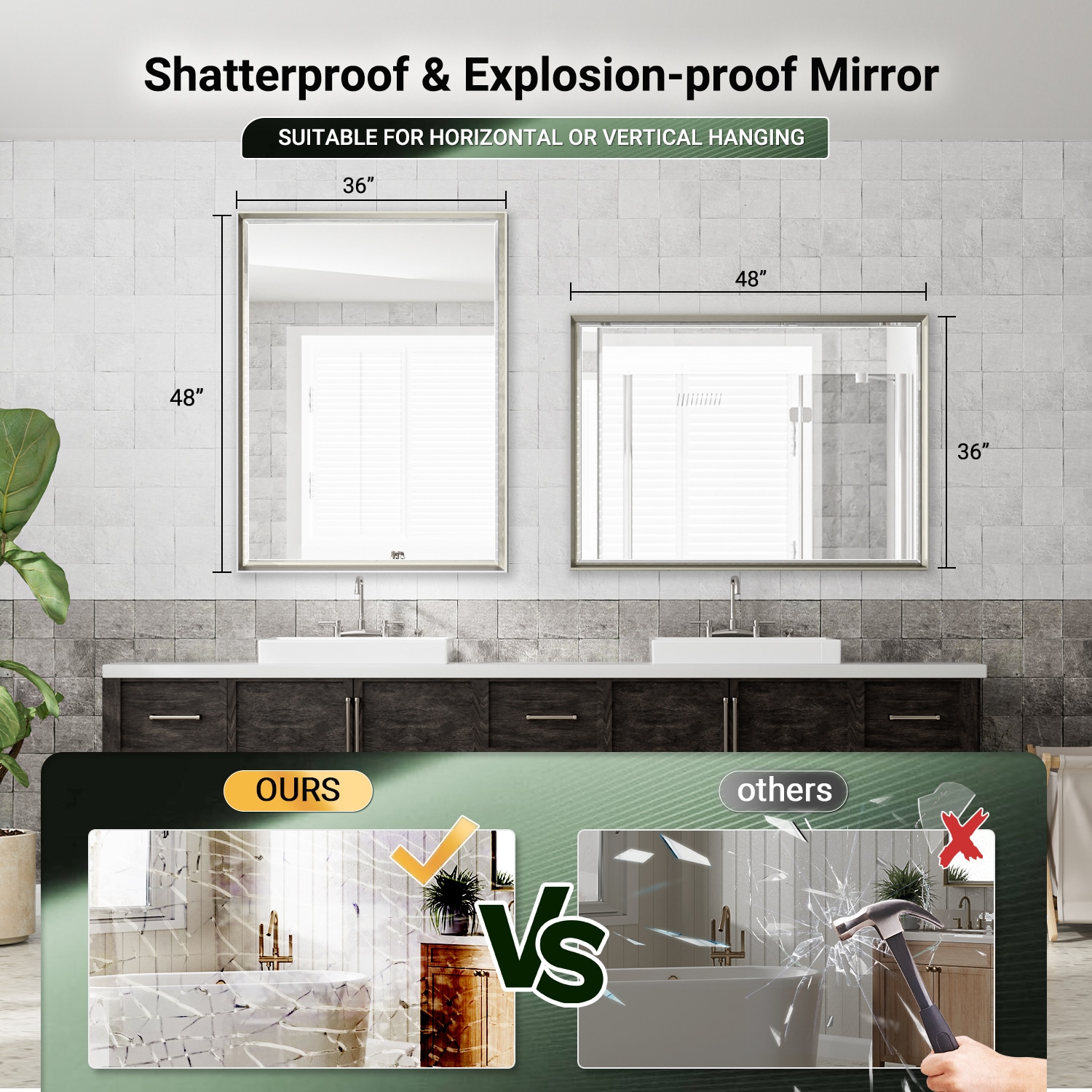 QueenFun MFMB4030BN Framed-Bath-Mirrors - View #6