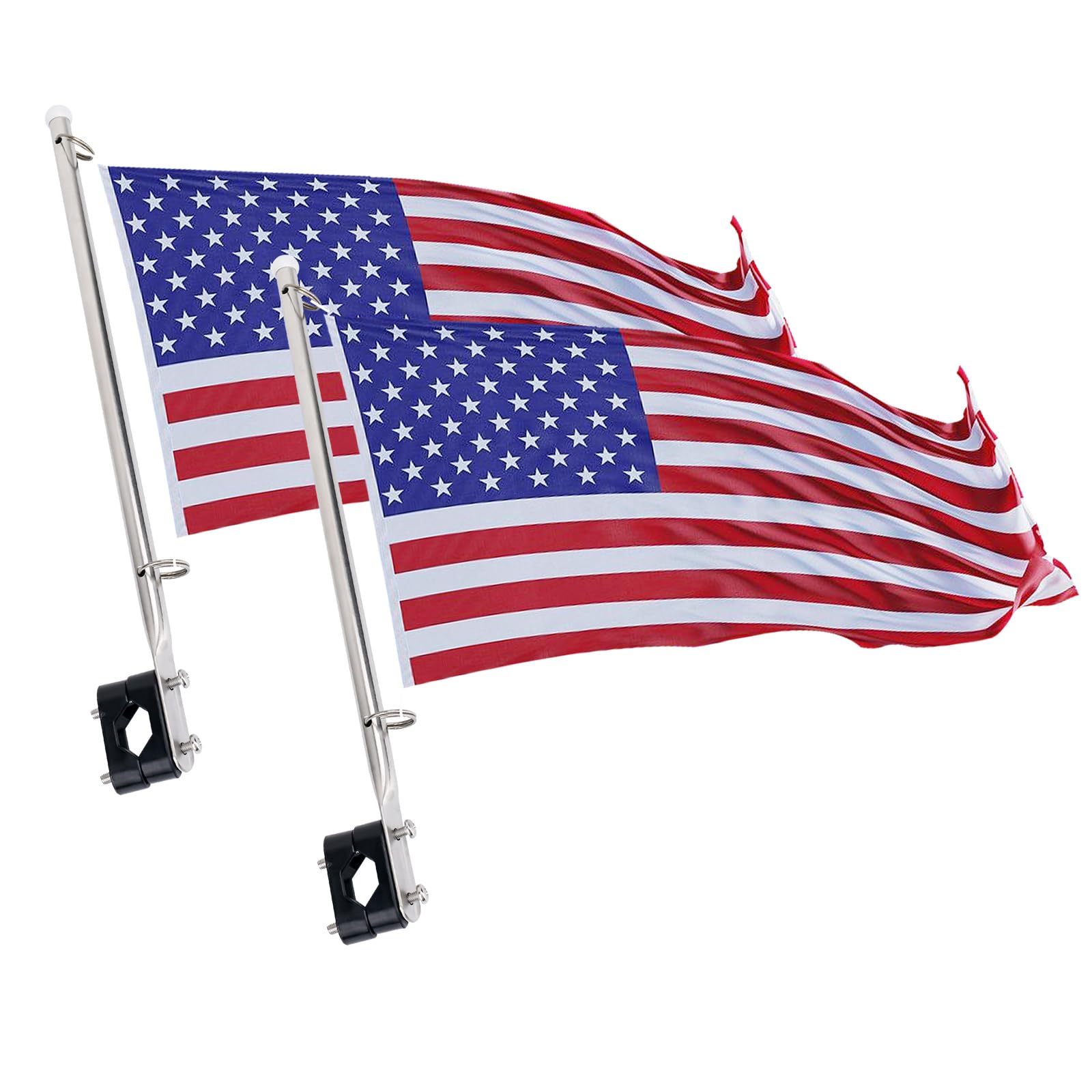 DYRCJ  2 Pack Universal Boat Flags with Stainless Steel Rail Mount Flag Poles USA Flag with 50 Stars Boat Accessories durable home and garden