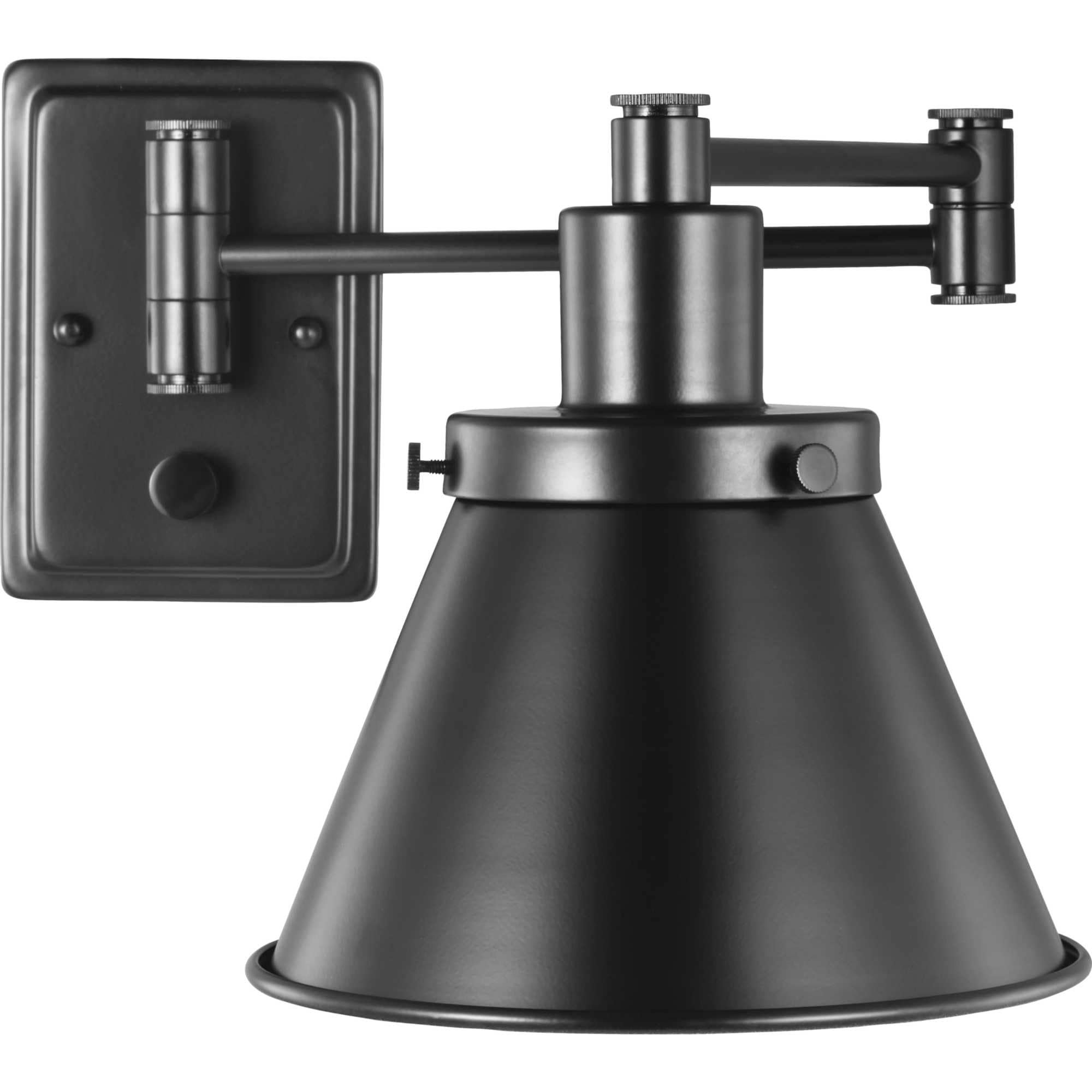 Black Steel Adjustable Swing Arm Wall Sconce