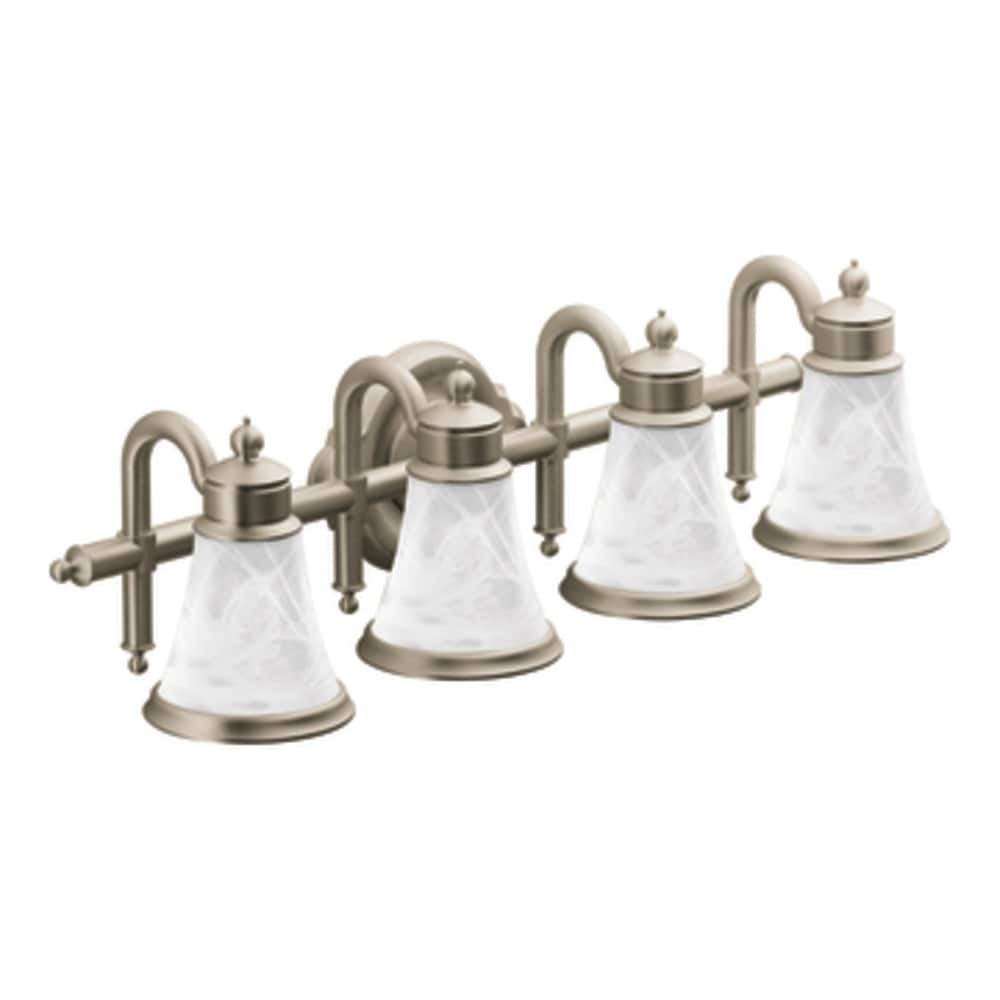 Moen Waterhill 29 02 In 4 Light Brushed Nickel LED Traditional Vanity   44355213 