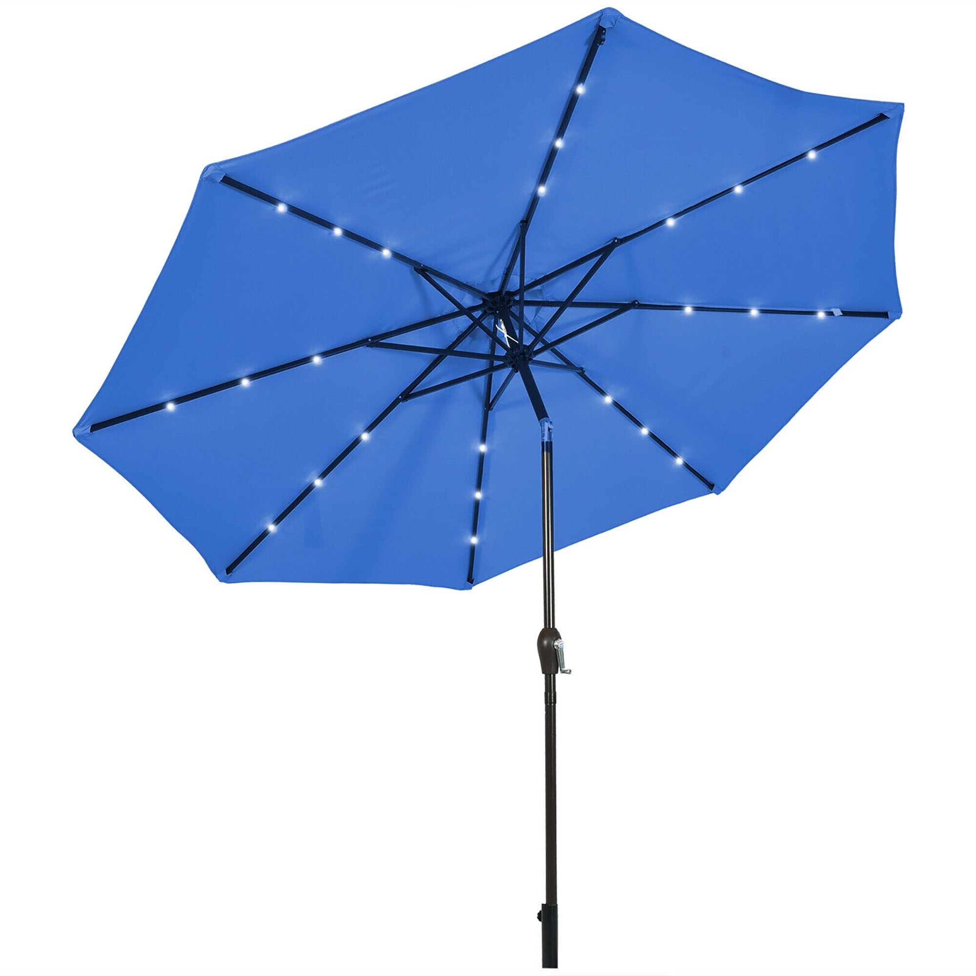 CASAINC WF-W41921427 10-ft Steel Blue Push-button Tilt Market Patio Umbrella with Lights