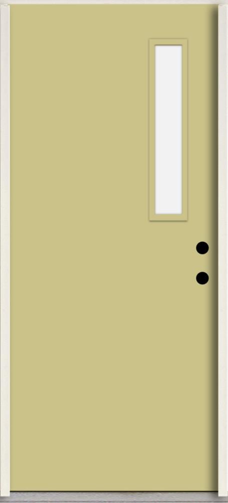 RELIABILT LO1063290 Spotlights 36-in x 80-in x Fiberglass 1/4 lite Left-hand inswing Universal Khaki Paint Painted Prehung Front Door Insulating core