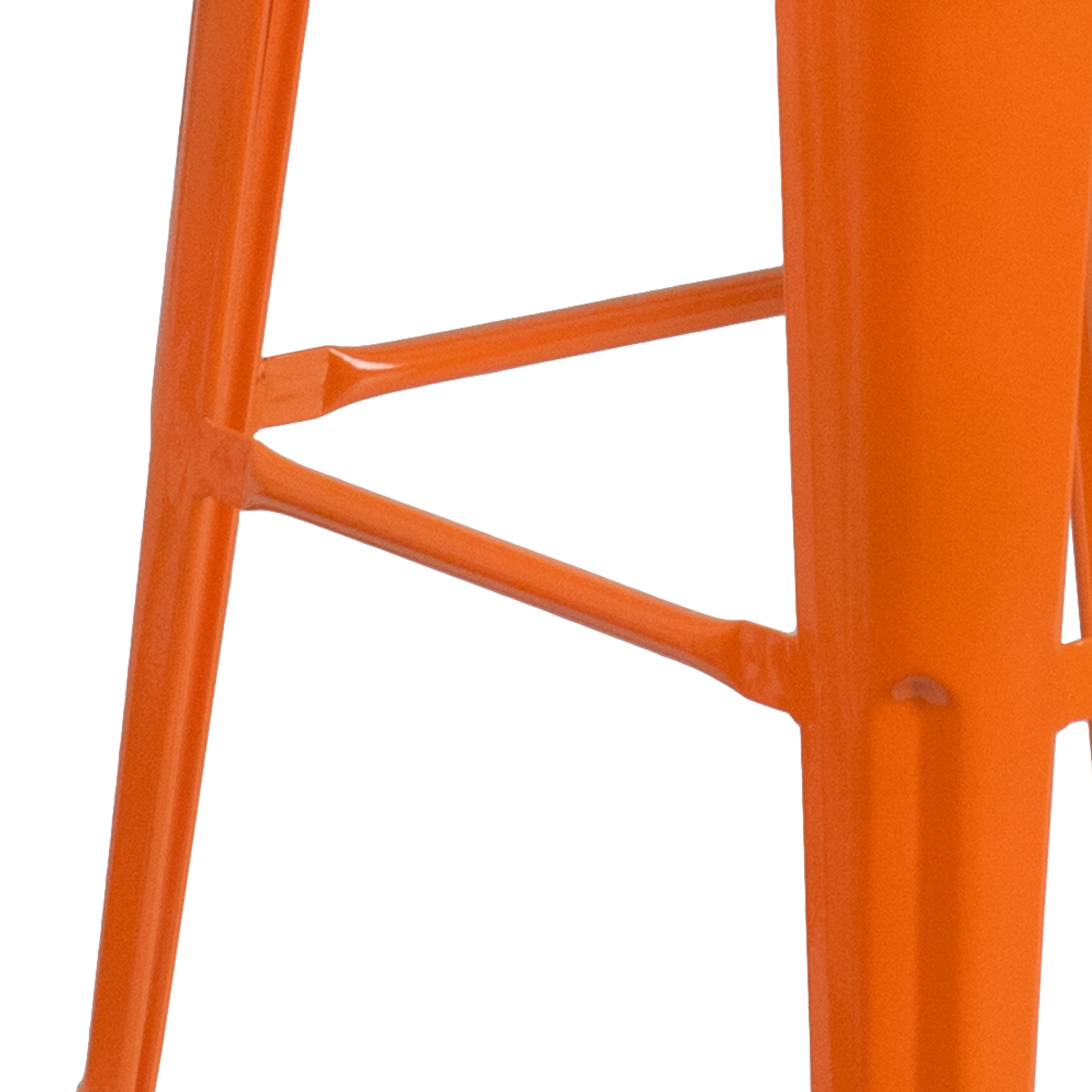 Lily 30" High Backless Orange Metal and Wood Barstool