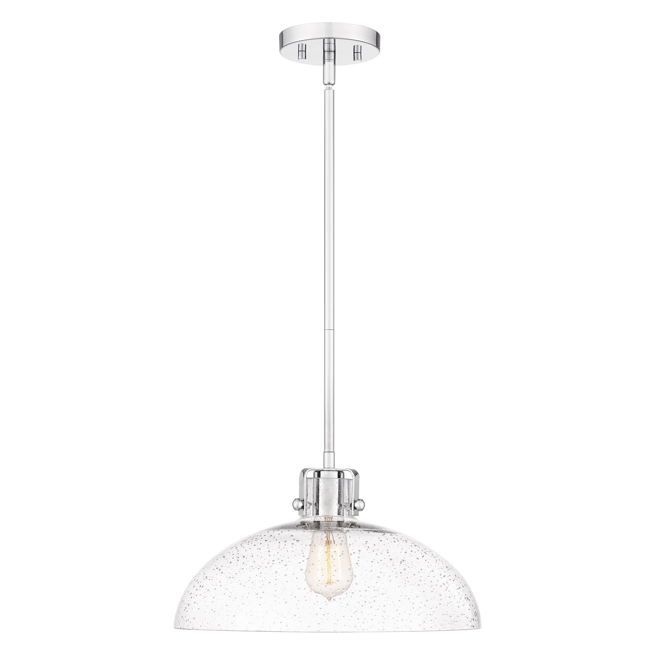 Iona Polished Chrome 14.75" Transitional Seeded Glass Pendant Light
