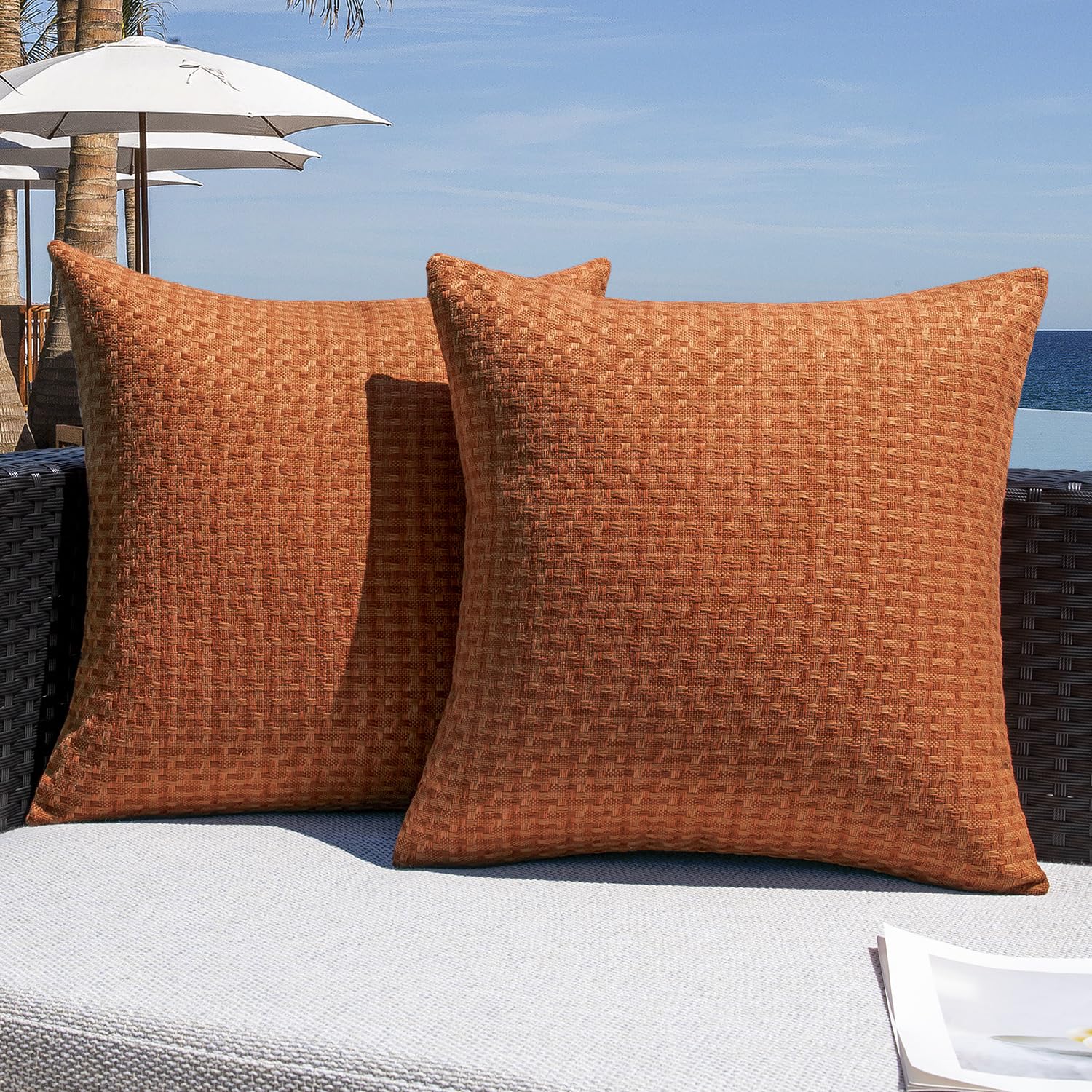 Vrbgify  Outdoor Waterproof Throw Pillow Covers Pack of 2 Farmhouse Decorative Cushion Covers for Patio Garden Tent Balcony Bench Couch Sofa